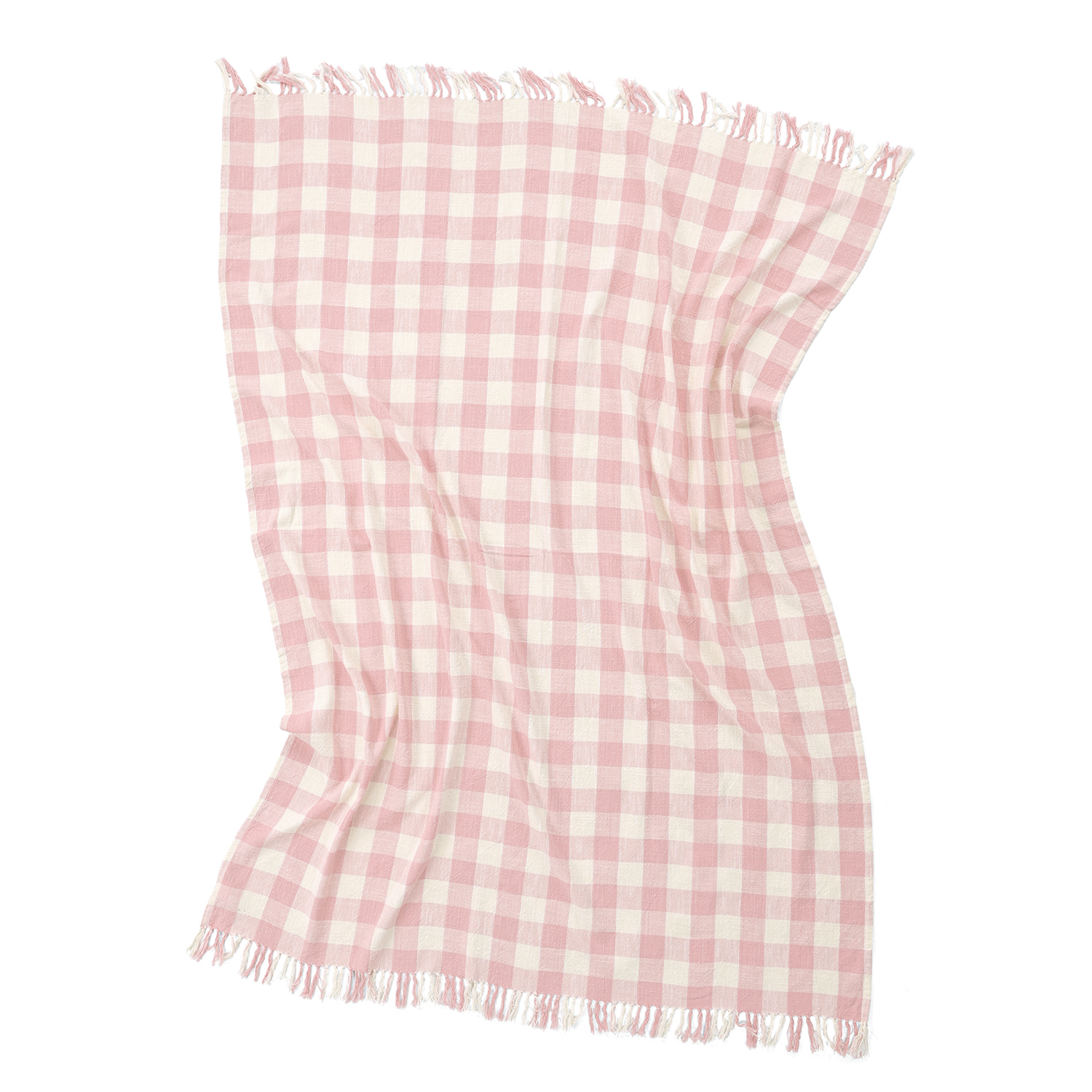 Filtar - Isela check cotton throw (cream/rosa) (Storlek: 130 x 170 cm)