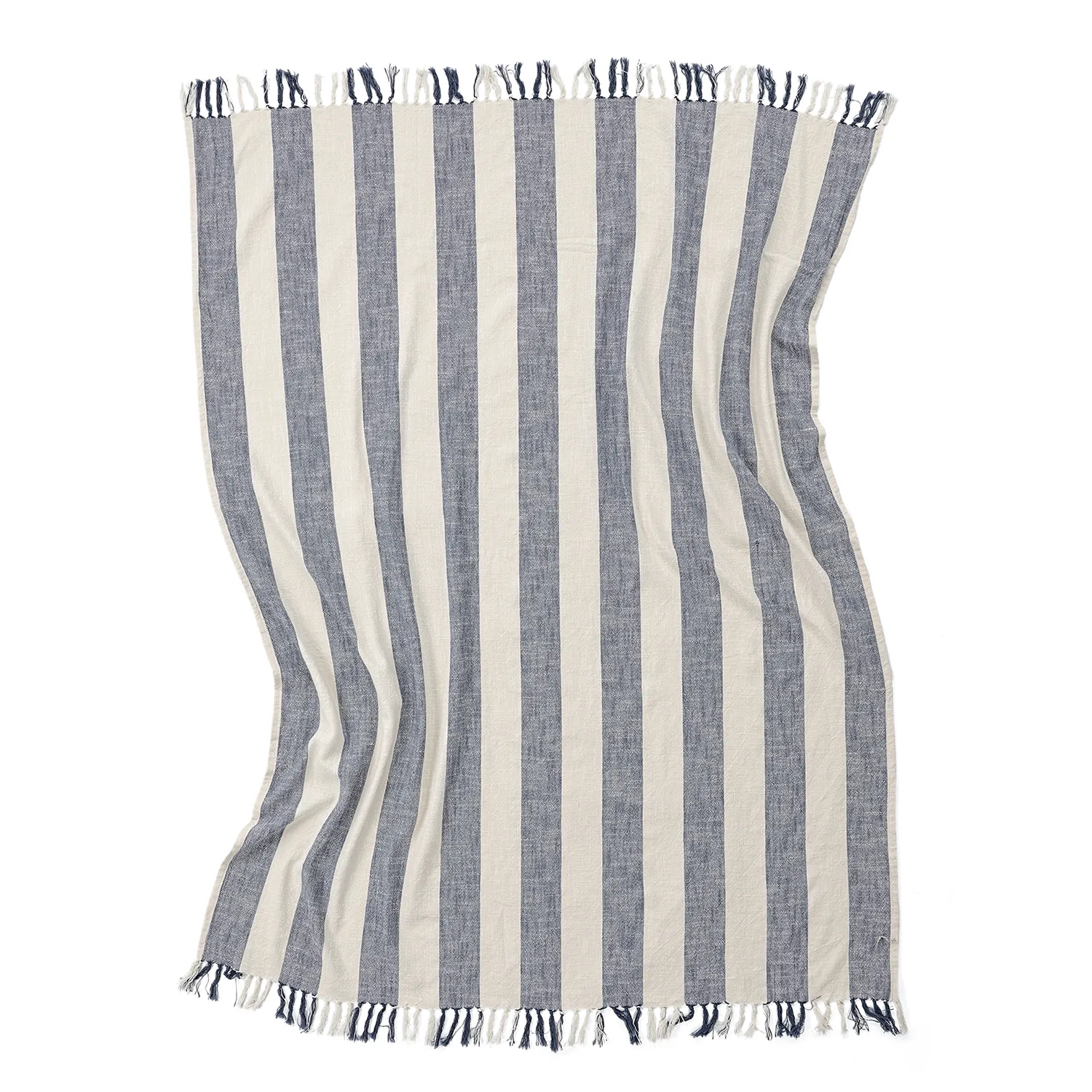 Filtar - Kora stripe cotton throw (cream/navy)