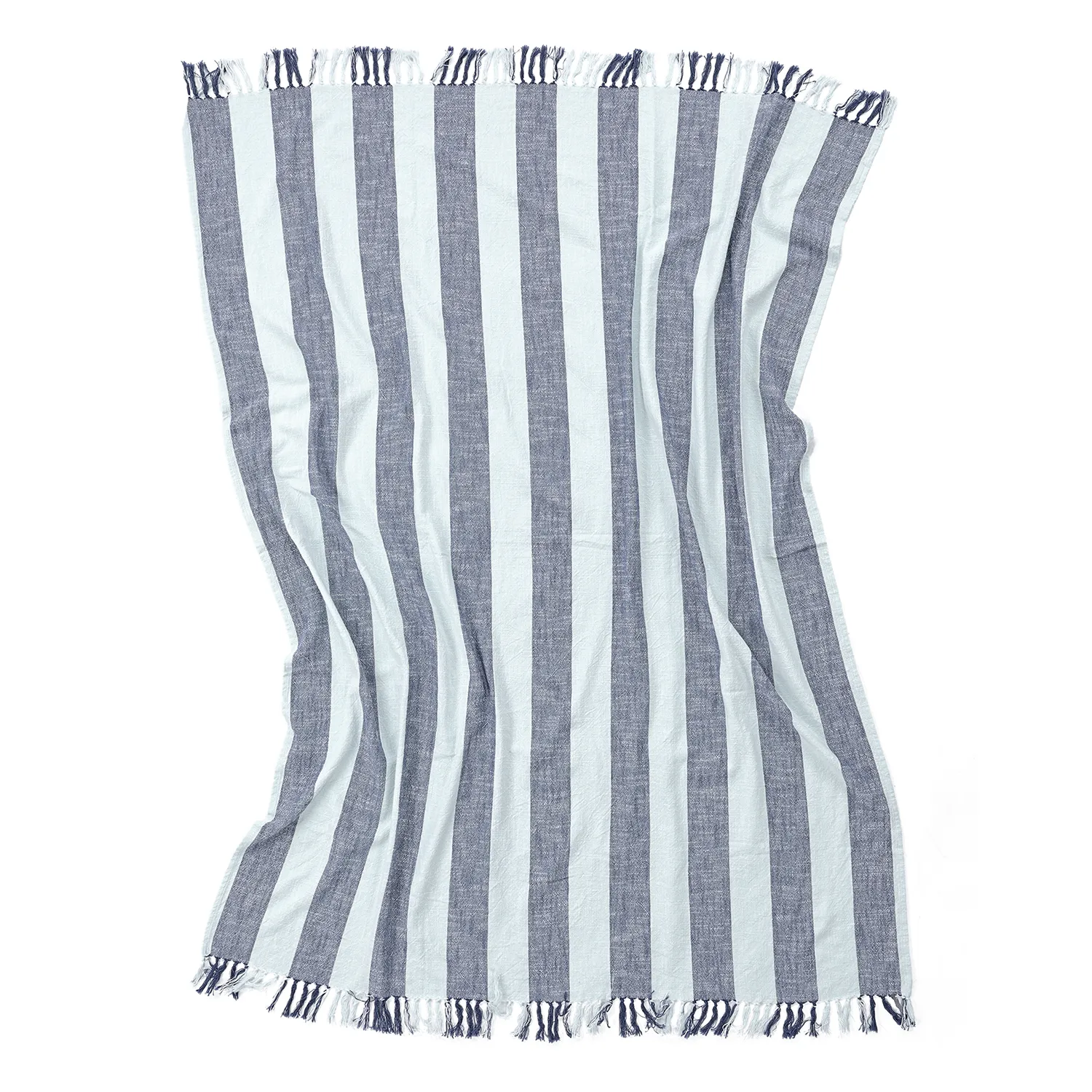 Filtar - Kora stripe cotton throw (navy/ljusblå)