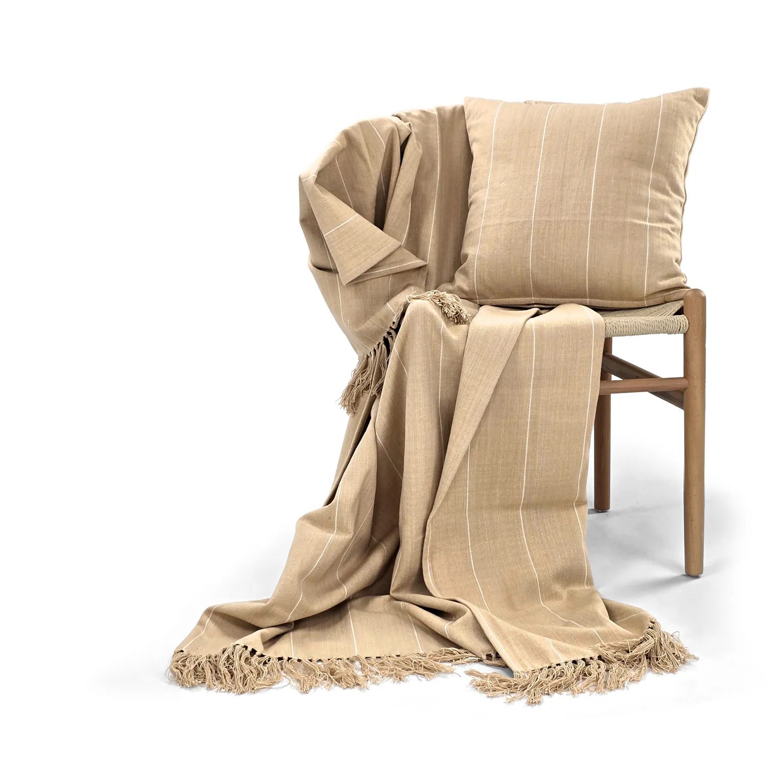 Kuddfodral - Martina Stripe (beige/vit)