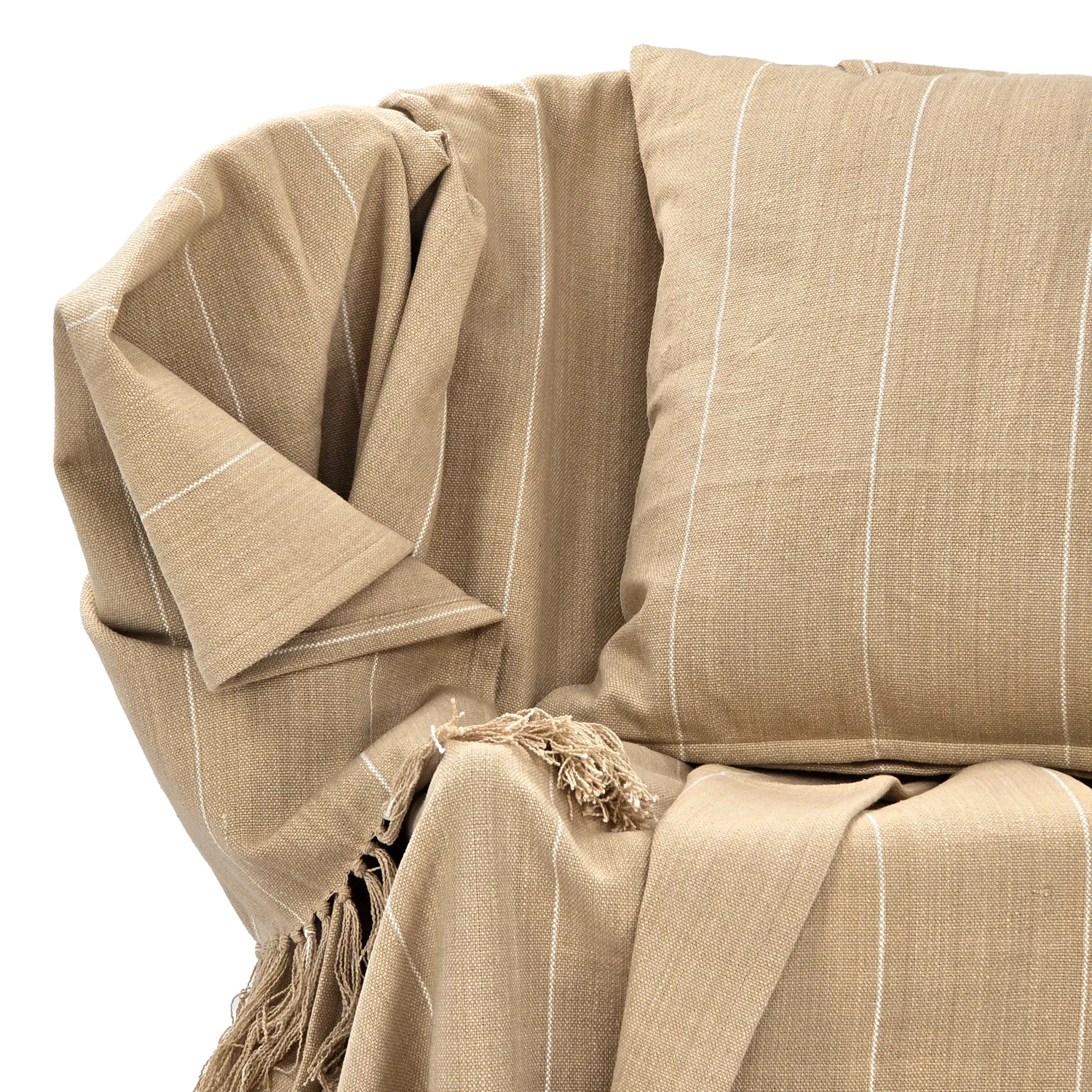 Kuddfodral - Martina Stripe (beige/vit)