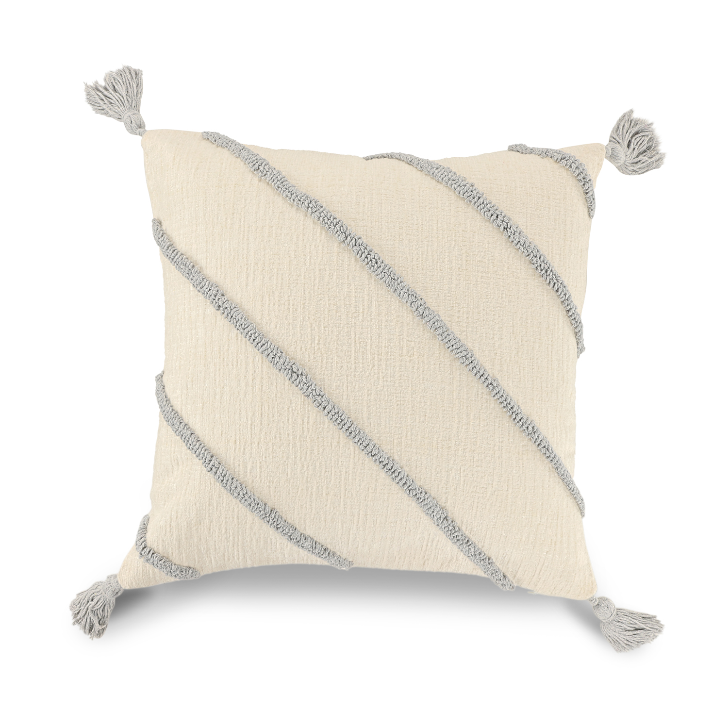 Kuddfodral - Montreux (offwhite/grå) (Storlek: 45 x 45 cm)