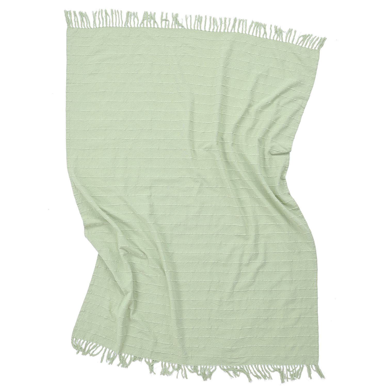 Filtar - Nalani cotton throw (ljusgrön) (Storlek: 130 x 170 cm)