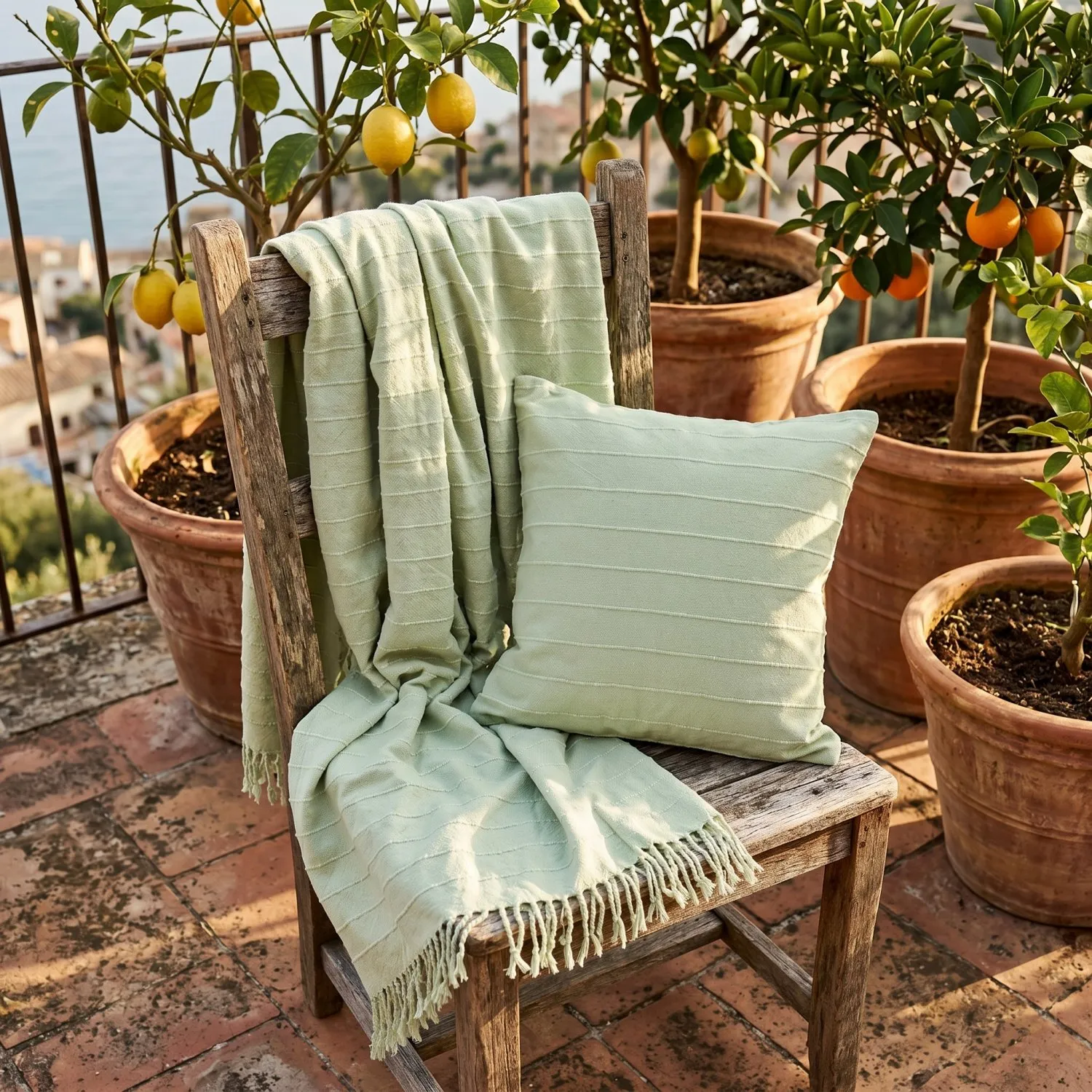 Filtar - Nalani cotton throw (ljusgrön)