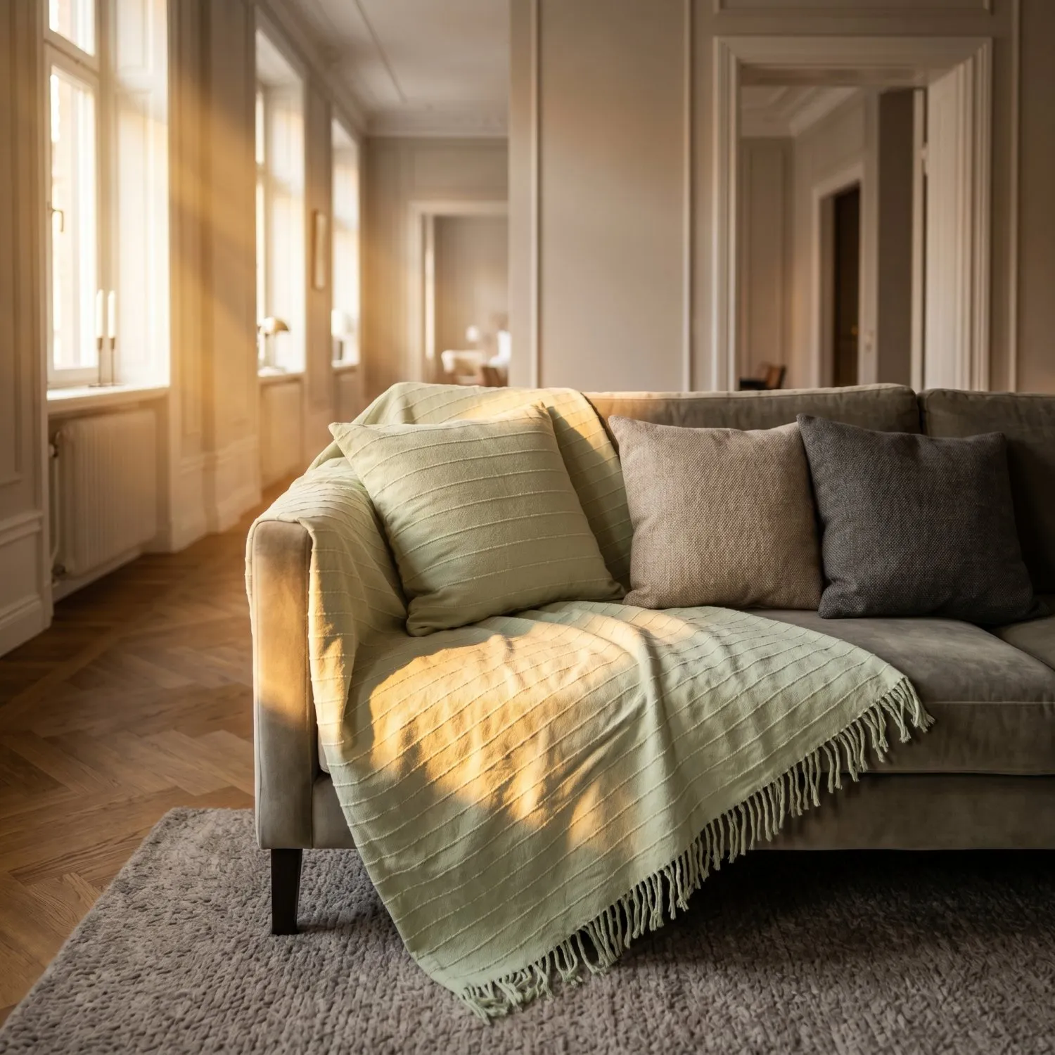 Filtar - Nalani cotton throw (ljusgrön)
