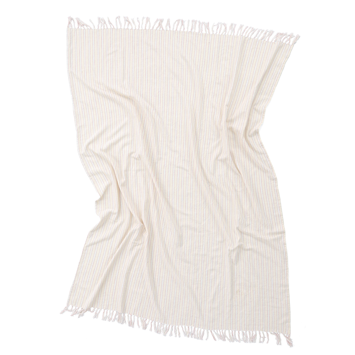 Filtar - Rumi stripe cotton throw (cream/rosa/ljusblå) (Storlek: 130 x 170 cm)