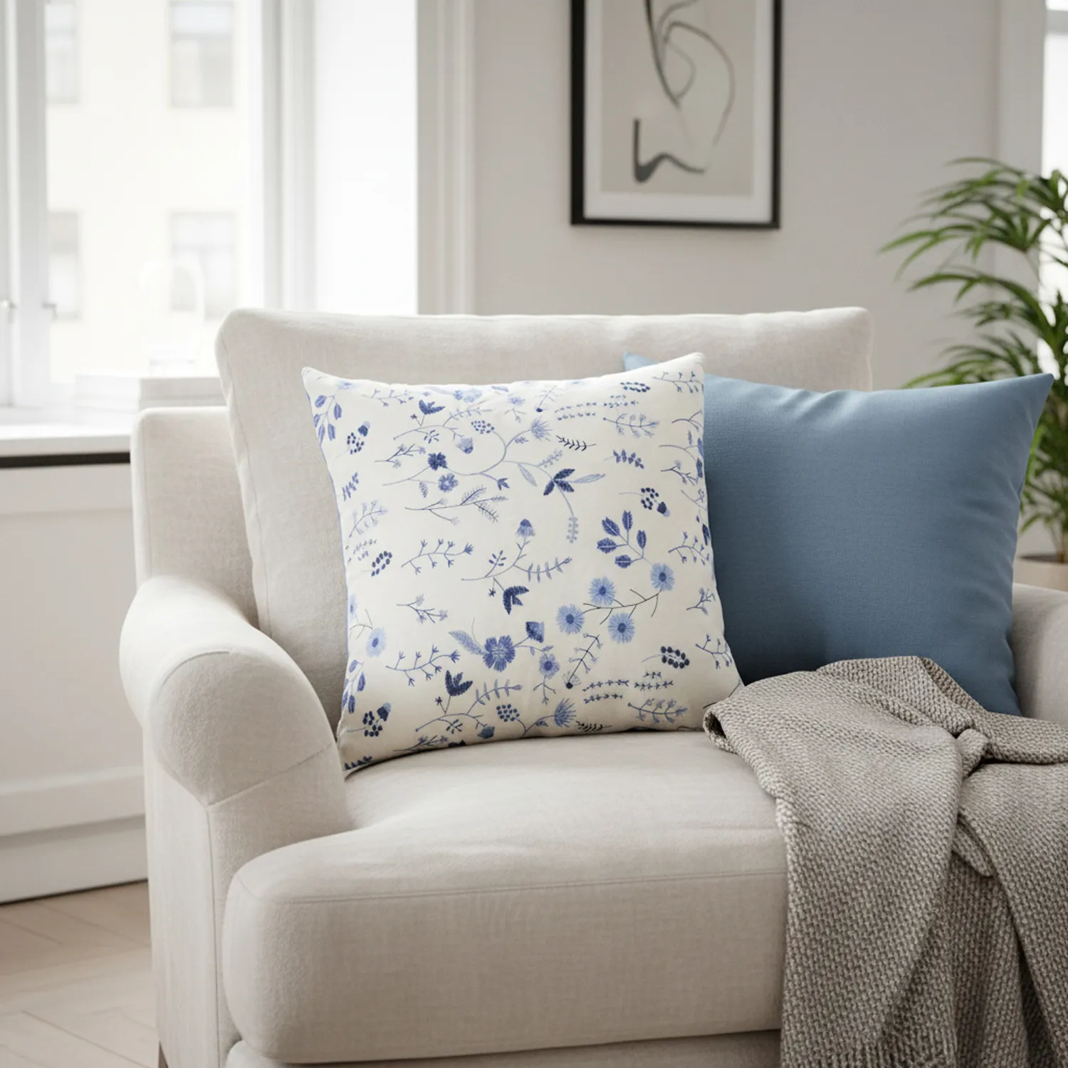 Kuddfodral - Stavanger Embroidered Cushion Cover (multi)
