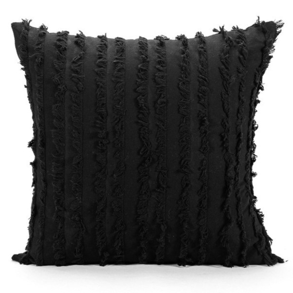 Kuddfodral - Boho Linen 45 x 45 cm (svart) (Storlek: 45 x 45 cm)