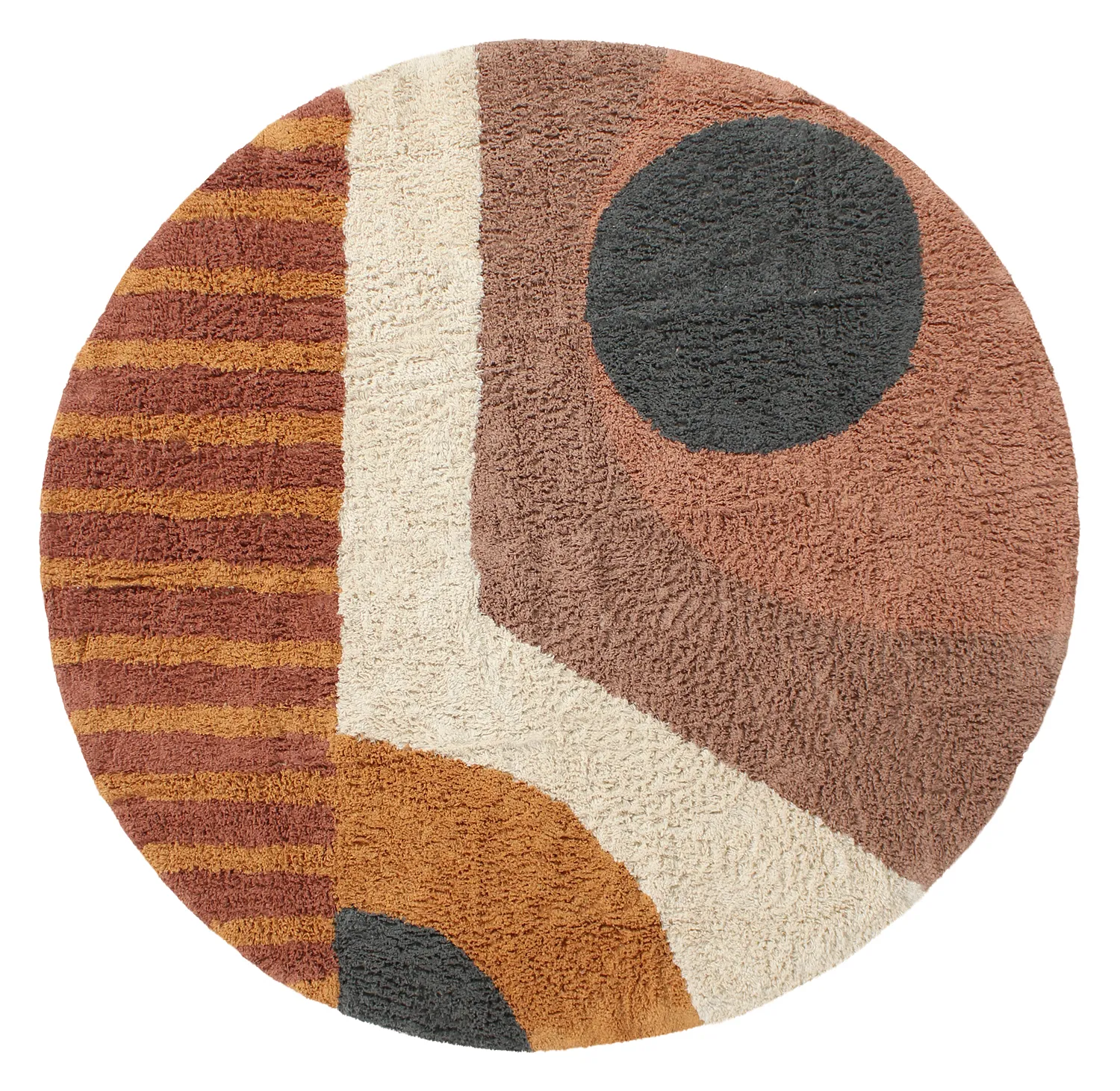 Rund matta - Alpe Natural Cotton Shaggy (multi)