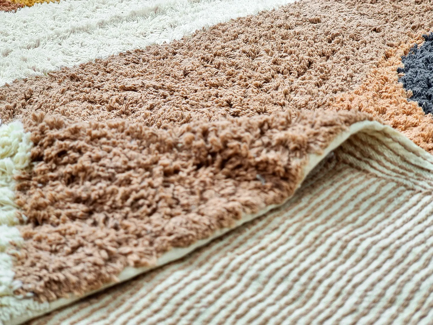 Rund matta - Alpe Natural Cotton Shaggy (multi)