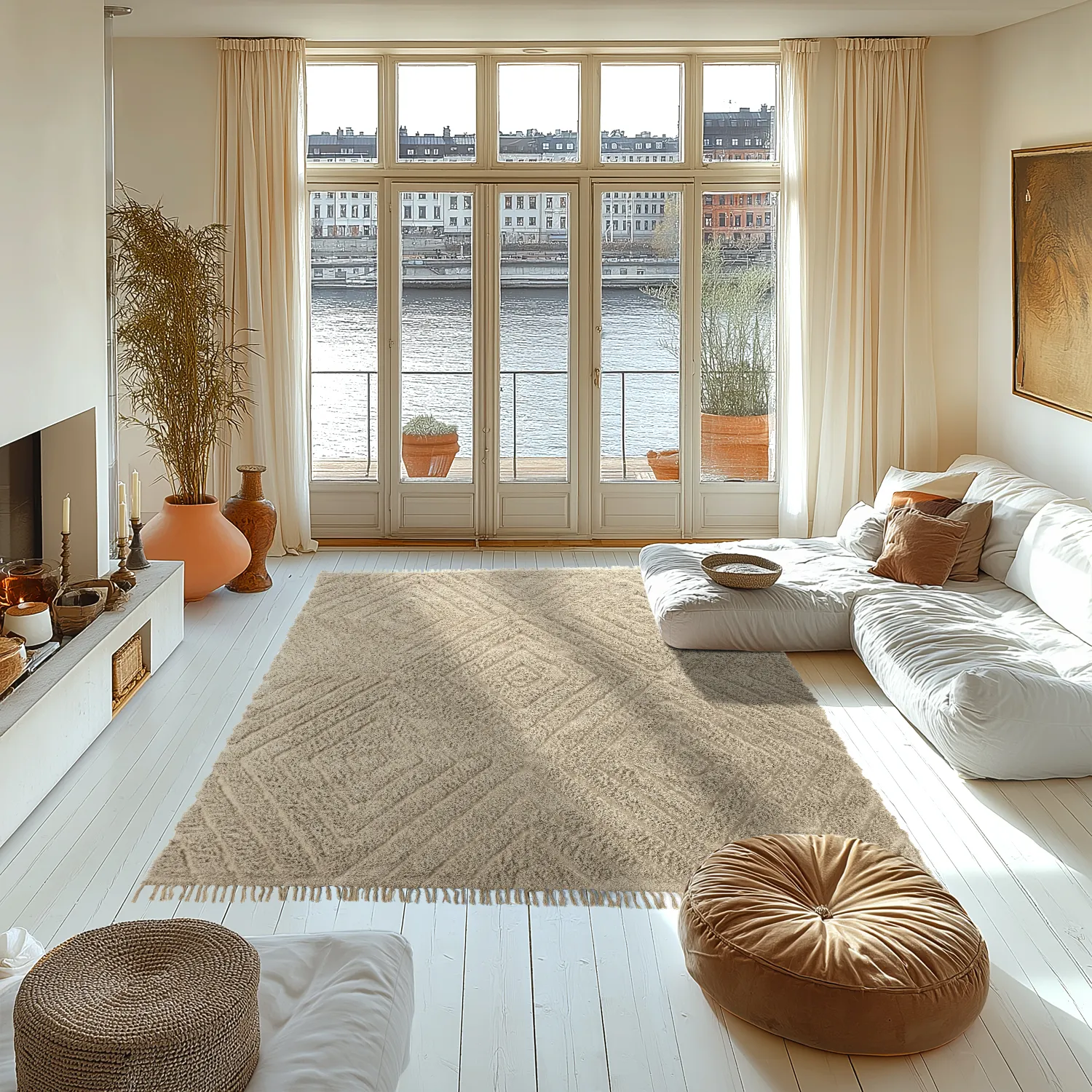 Ryamattor - Amberley Natural Cotton Shaggy (beige)