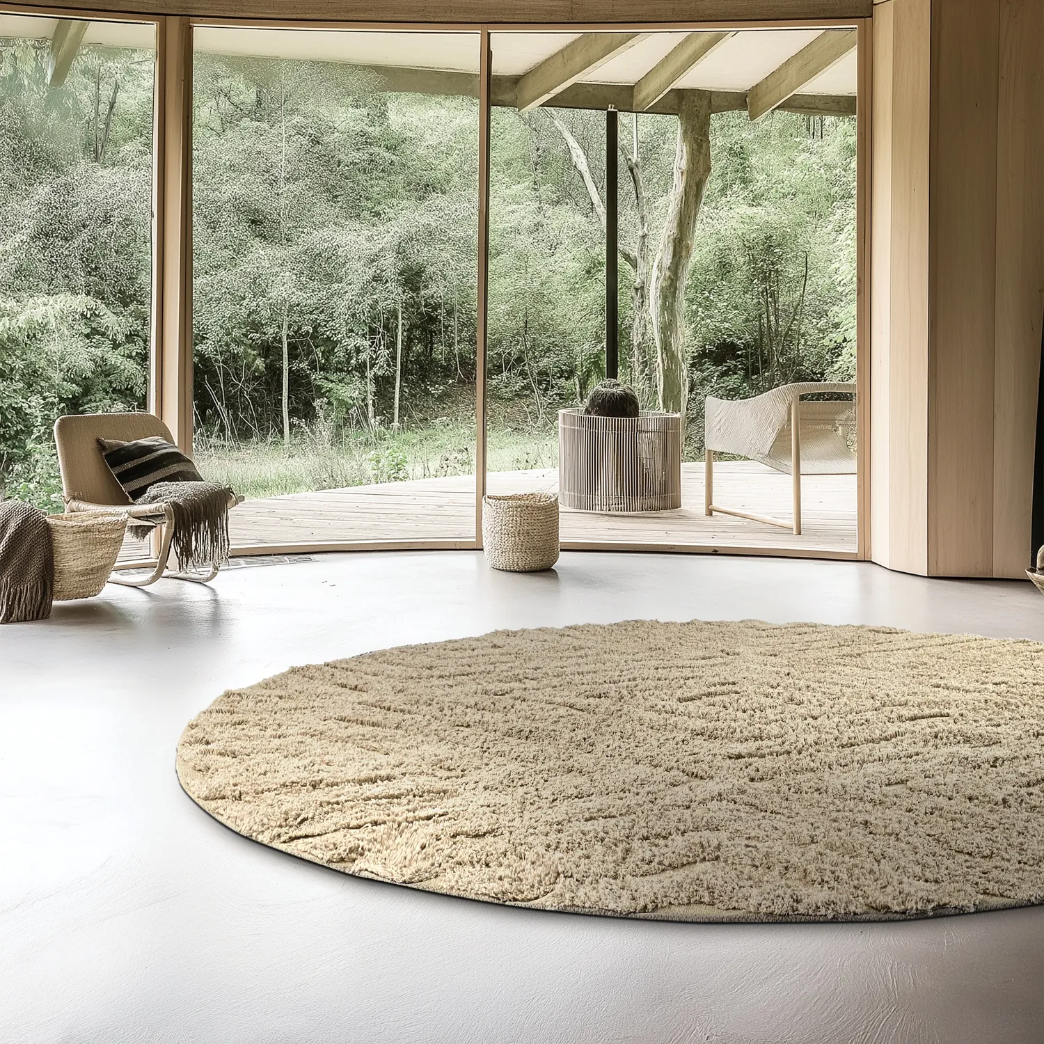 Rund matta - Amberley Natural Cotton Shaggy (beige)