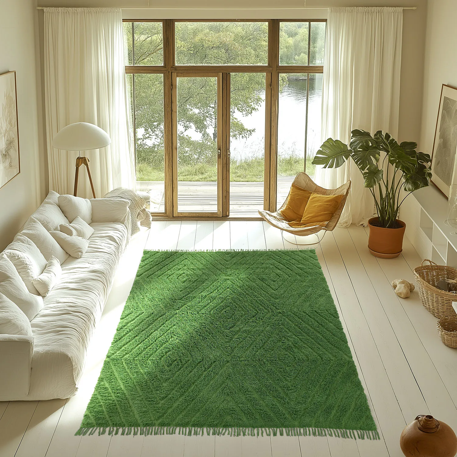 Ryamattor - Amberley Natural Cotton Shaggy (grön)