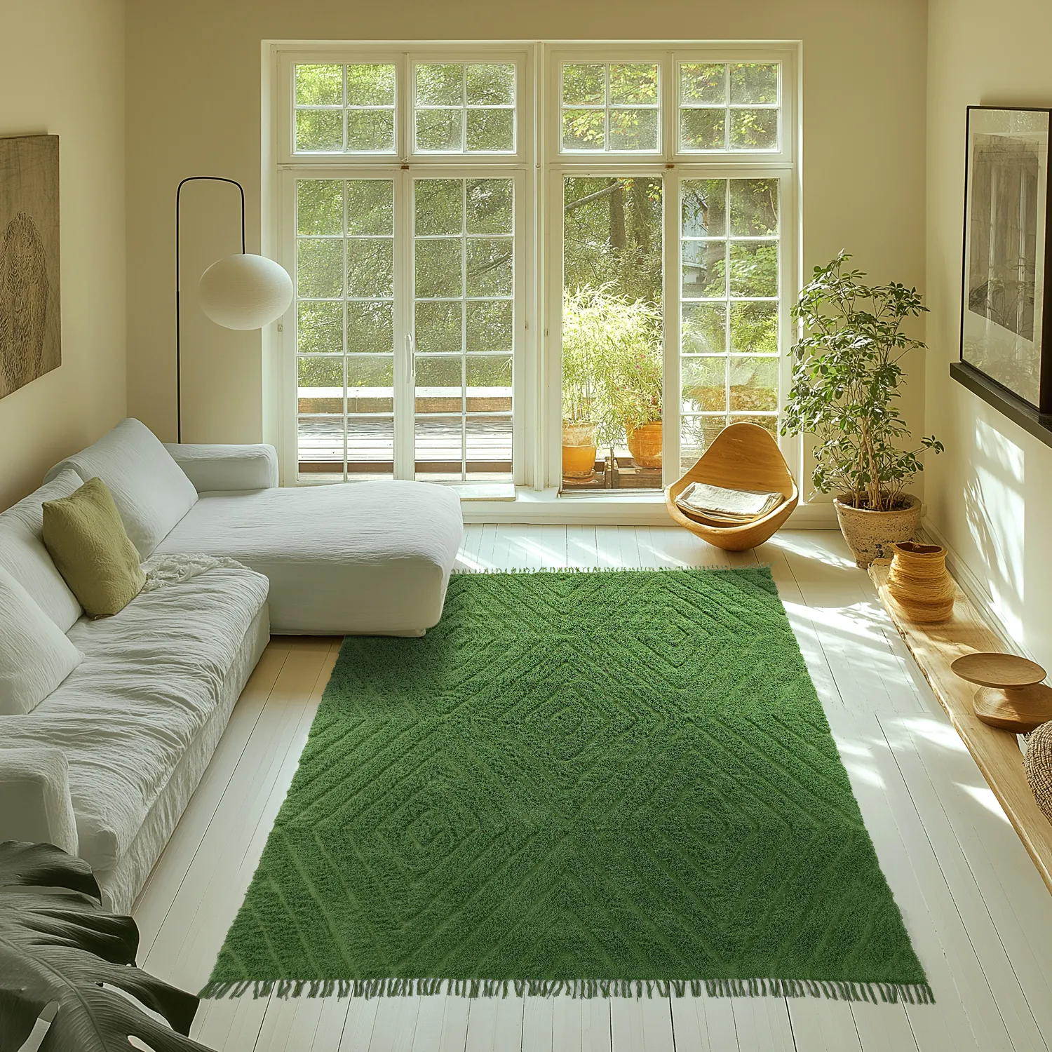 Ryamattor - Amberley Natural Cotton Shaggy (grön)