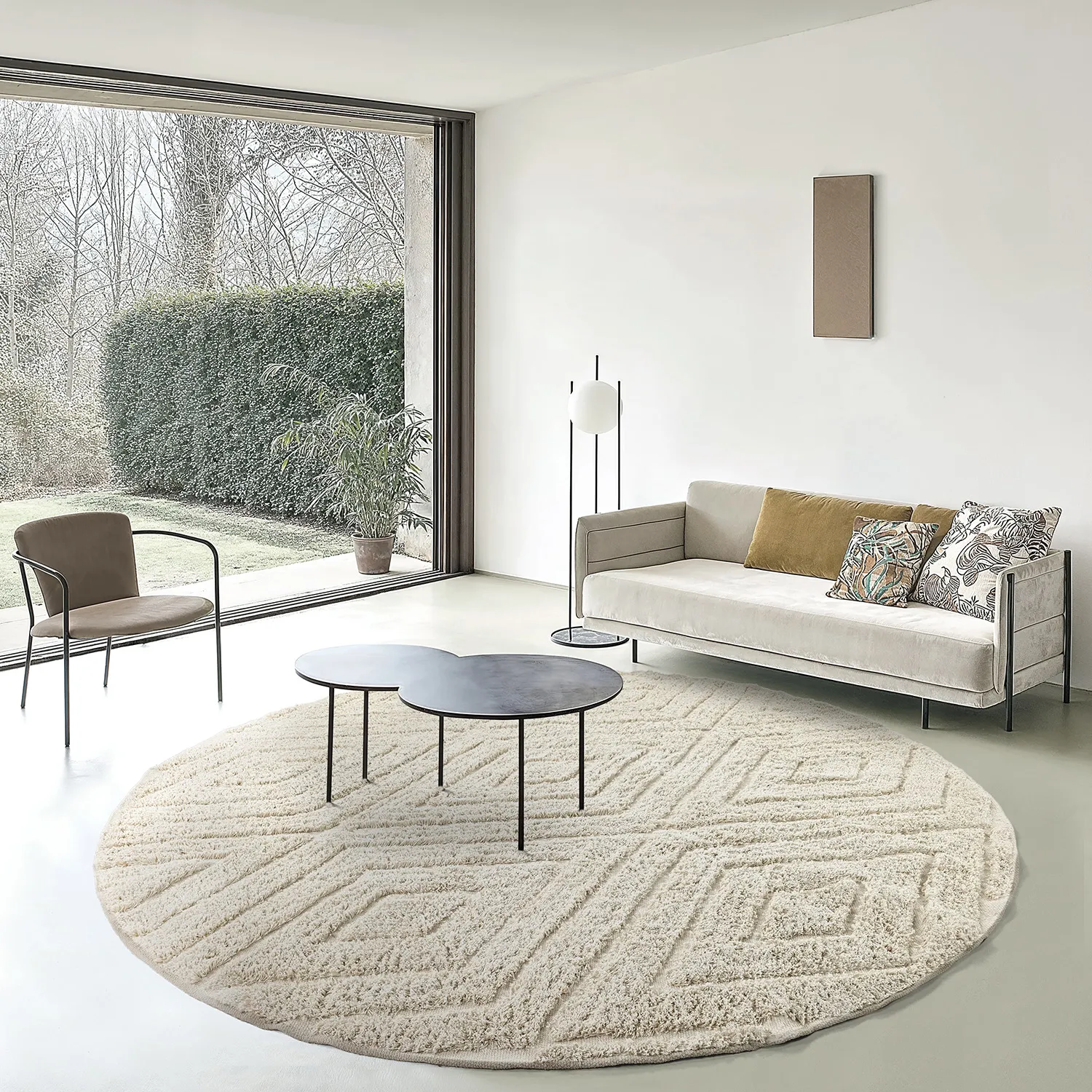 Rund matta - Amberley Natural Cotton Shaggy (offwhite)