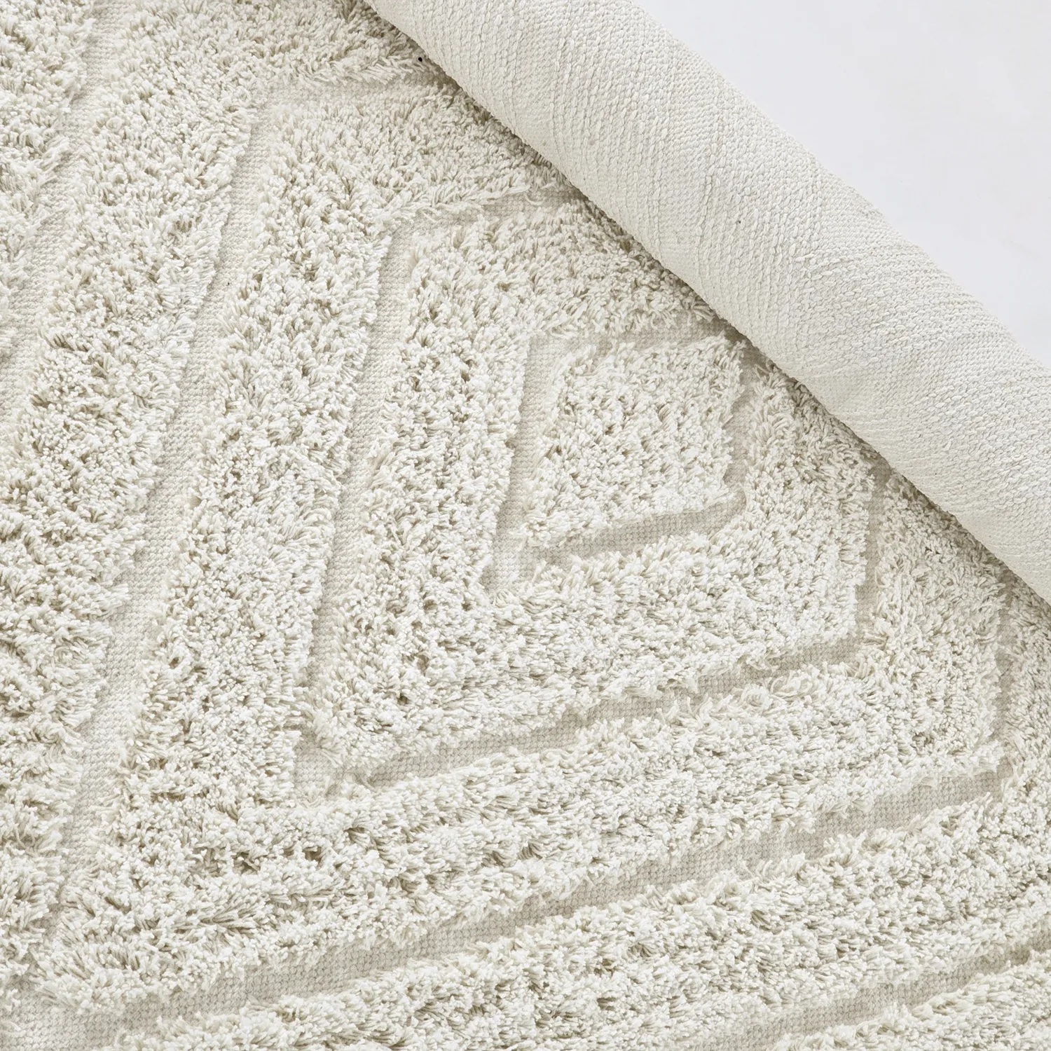 Rund matta - Amberley Natural Cotton Shaggy (offwhite)