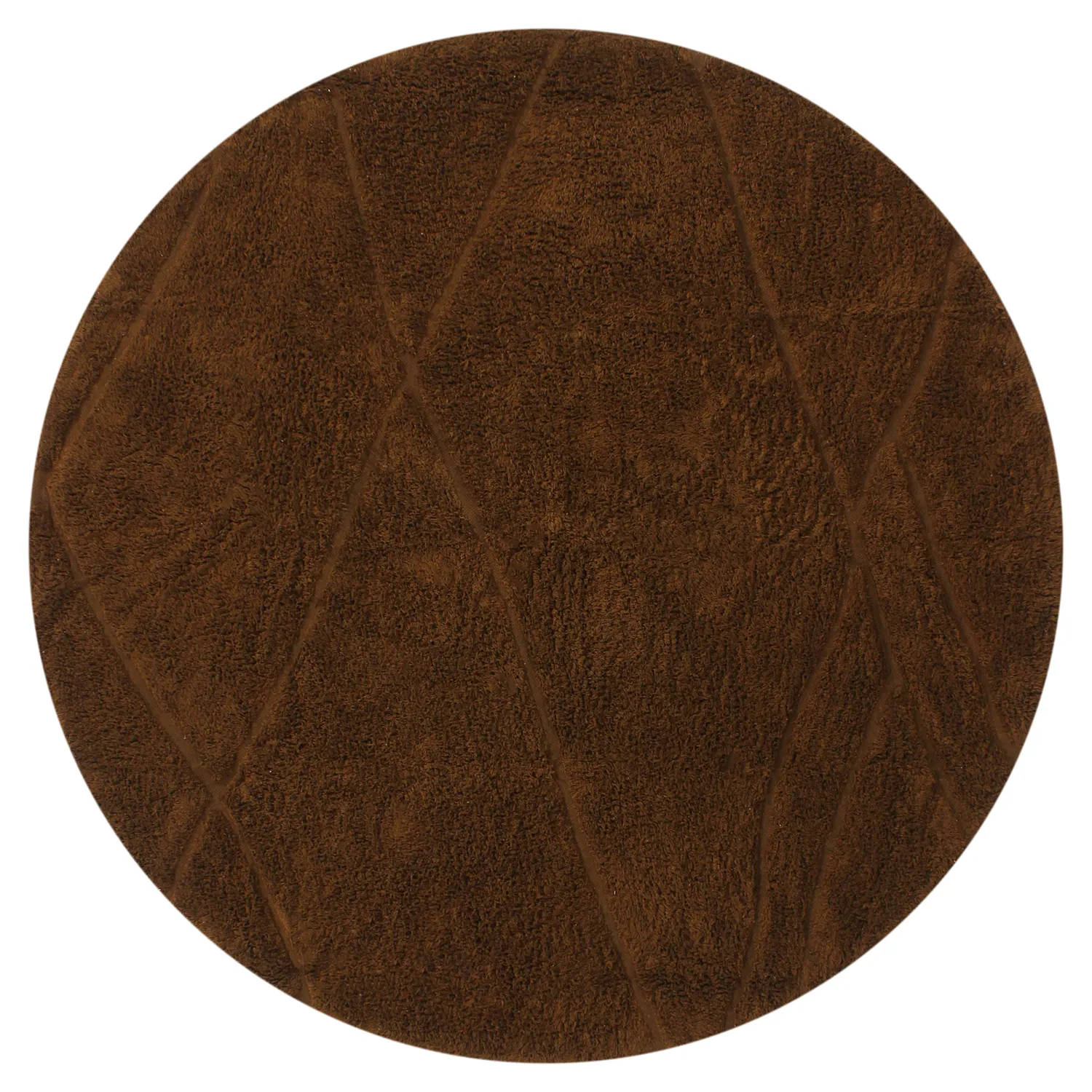 Rund matta - Andrea Natural Cotton Shaggy (brun)