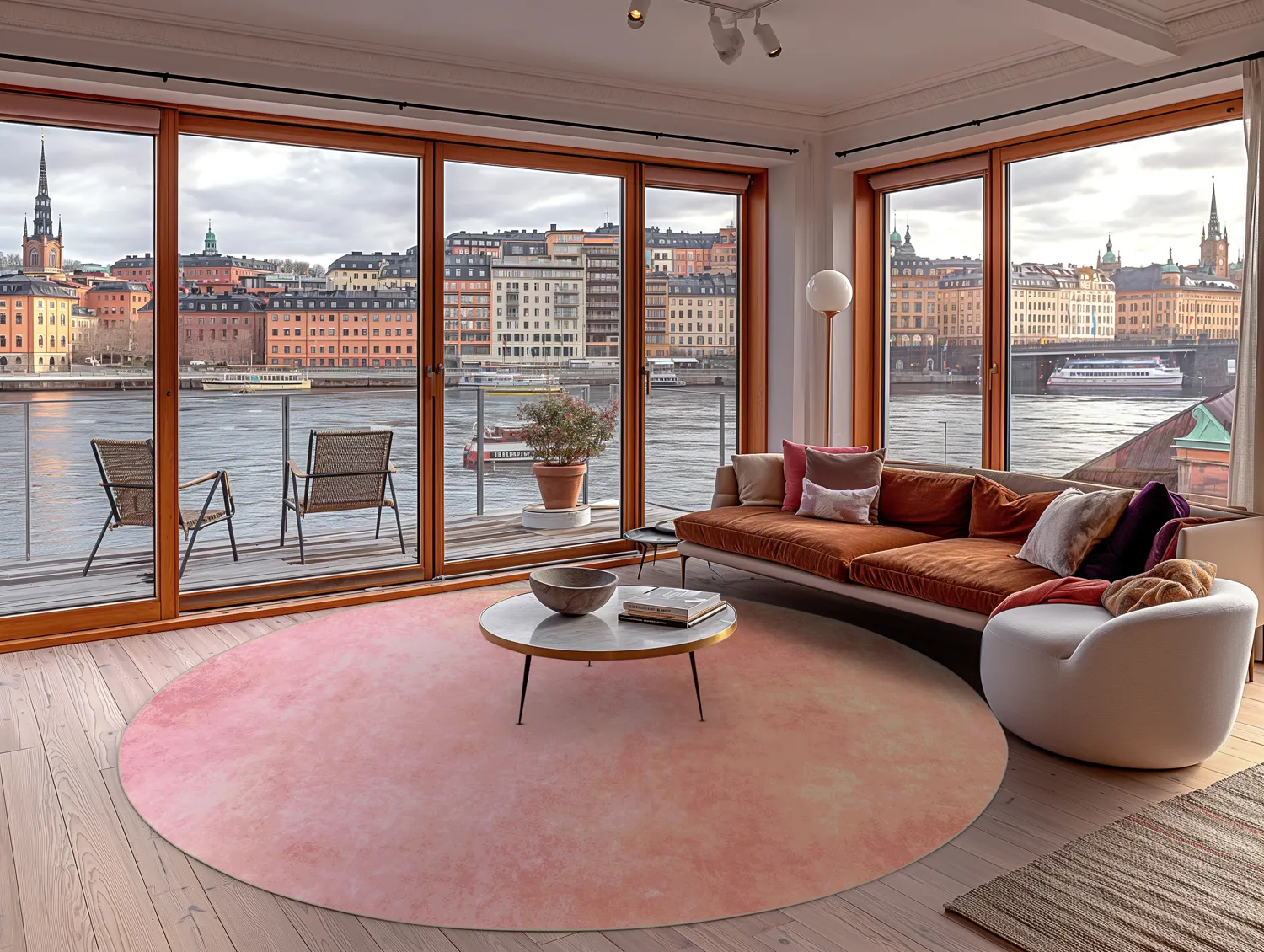 Rund matta - Baden (rosa)
