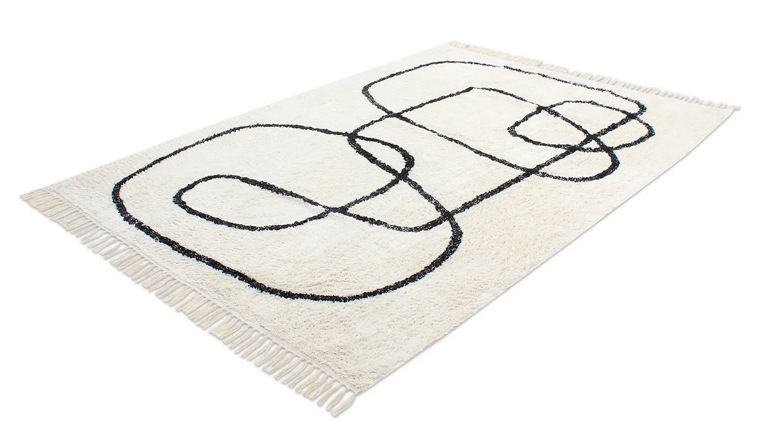 Ryamattor - Bavello Natural Cotton Shaggy (offwhite/svart)