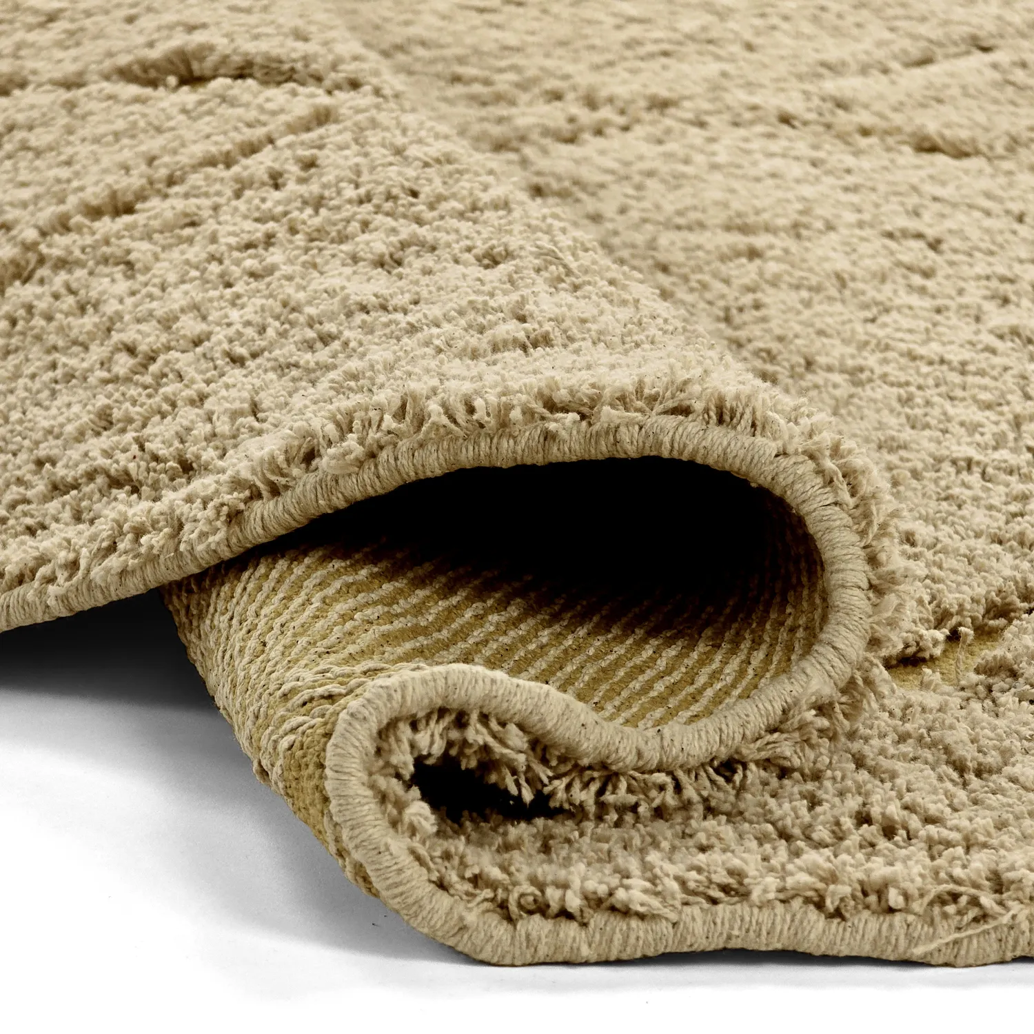 Rund matta - Bellevue Natural Cotton Shaggy (beige/brun)