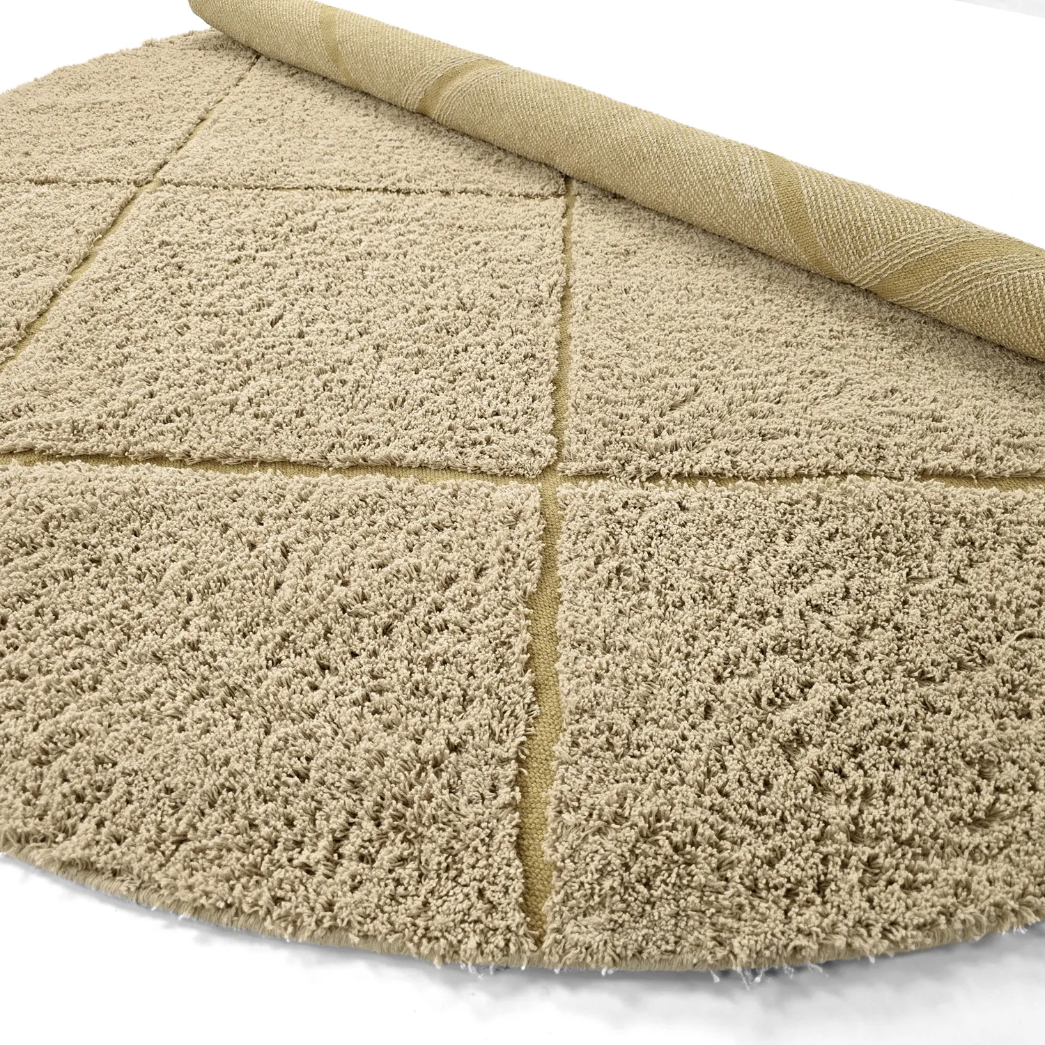 Rund matta - Bellevue Natural Cotton Shaggy (beige/brun)