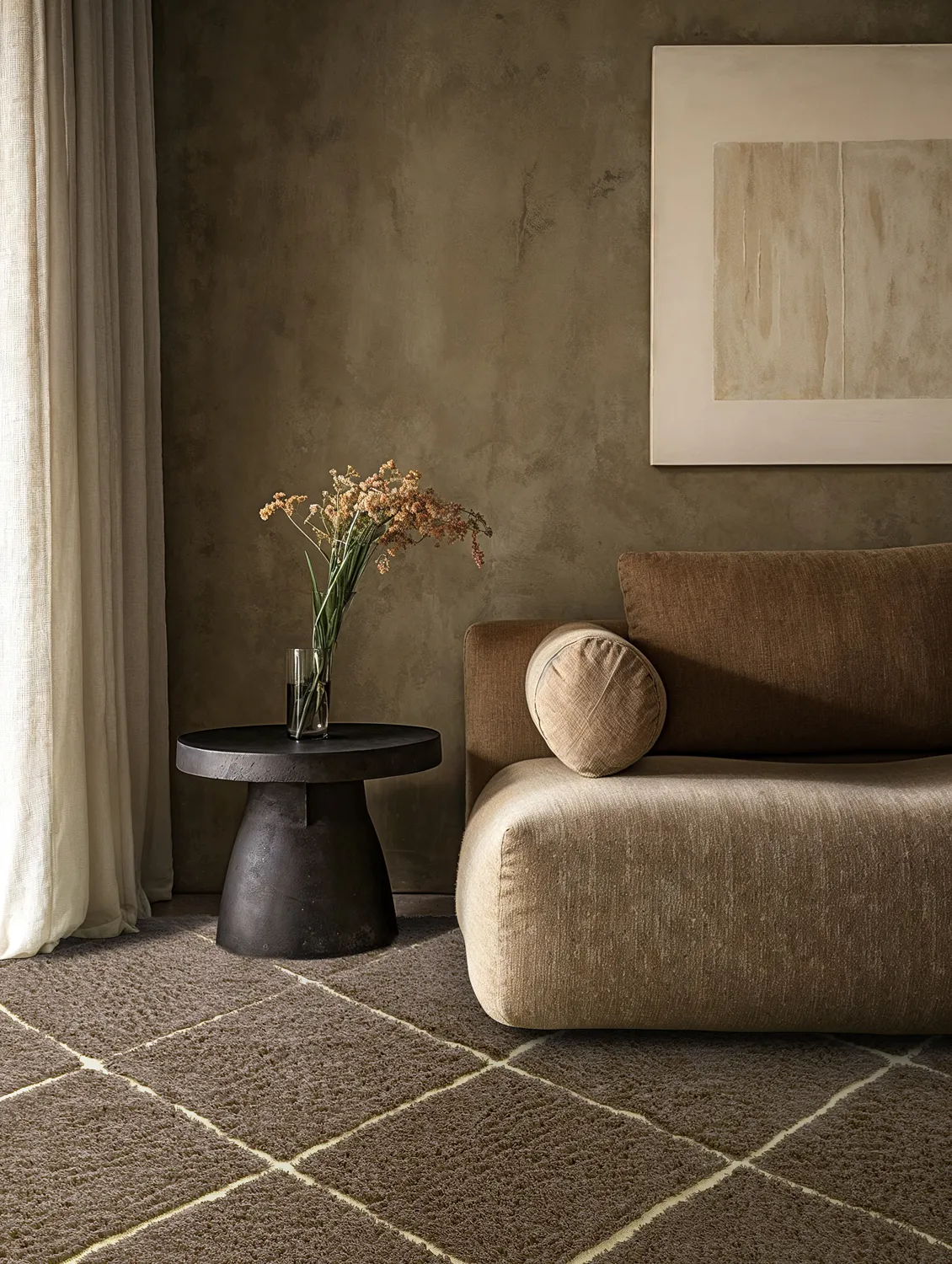 Ryamattor - Bellevue Natural Cotton Shaggy (brun/gul)
