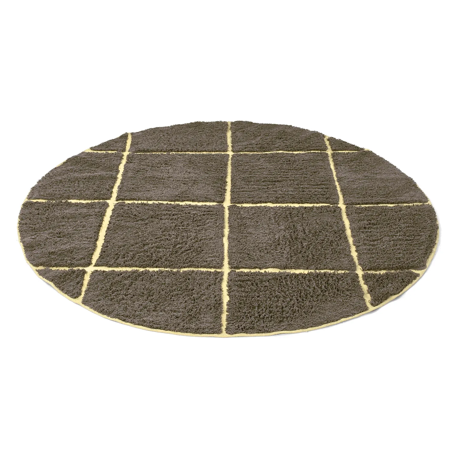 Rund matta - Bellevue Natural Cotton Shaggy (brun/gul)