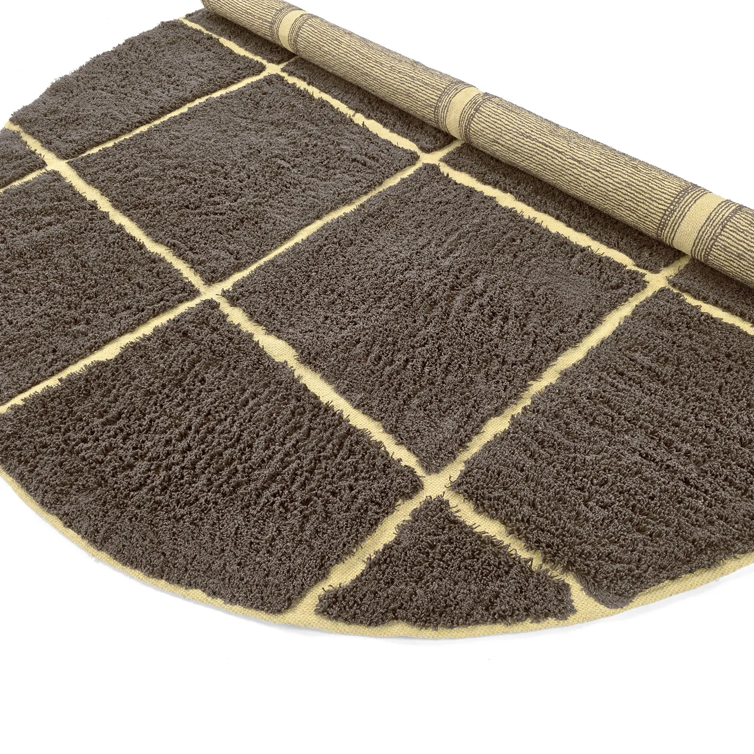Rund matta - Bellevue Natural Cotton Shaggy (brun/gul)