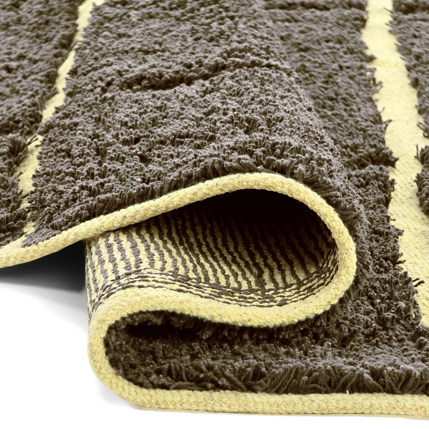 Rund matta - Bellevue Natural Cotton Shaggy (brun/gul)