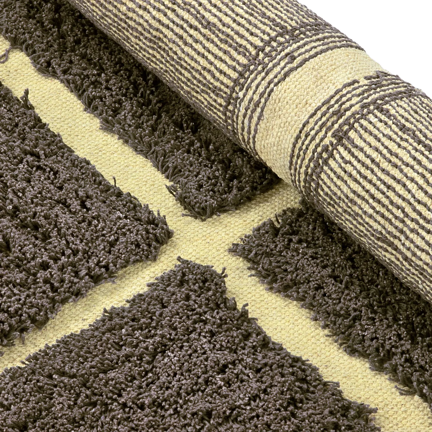 Rund matta - Bellevue Natural Cotton Shaggy (brun/gul)
