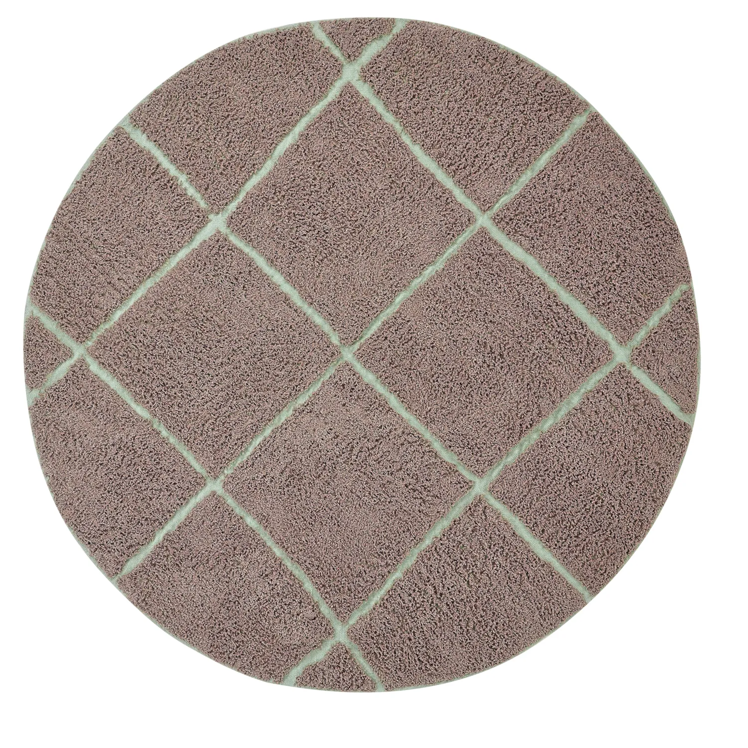 Rund matta - Bellevue Natural Cotton Shaggy (taupe/grön)