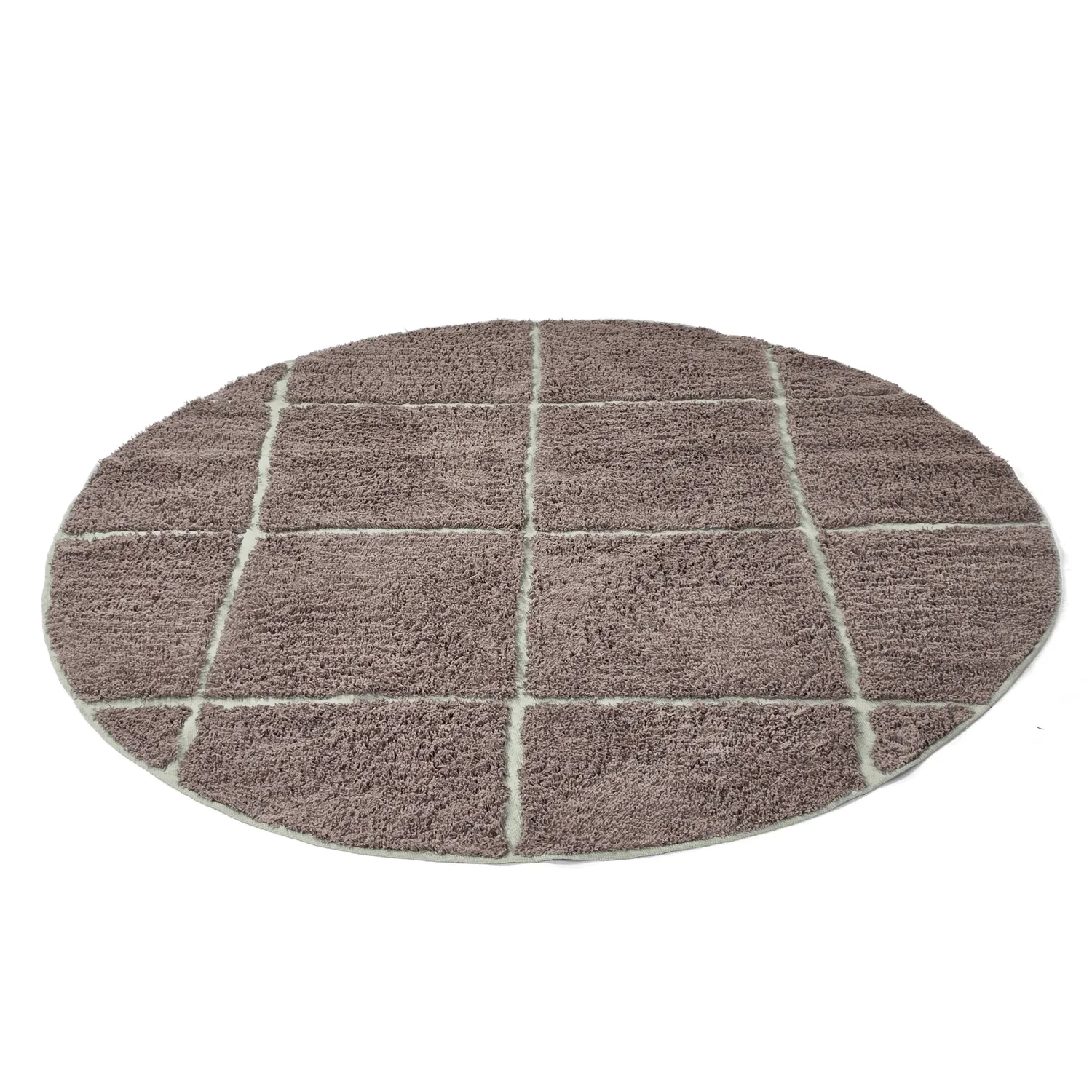 Rund matta - Bellevue Natural Cotton Shaggy (taupe/grön)