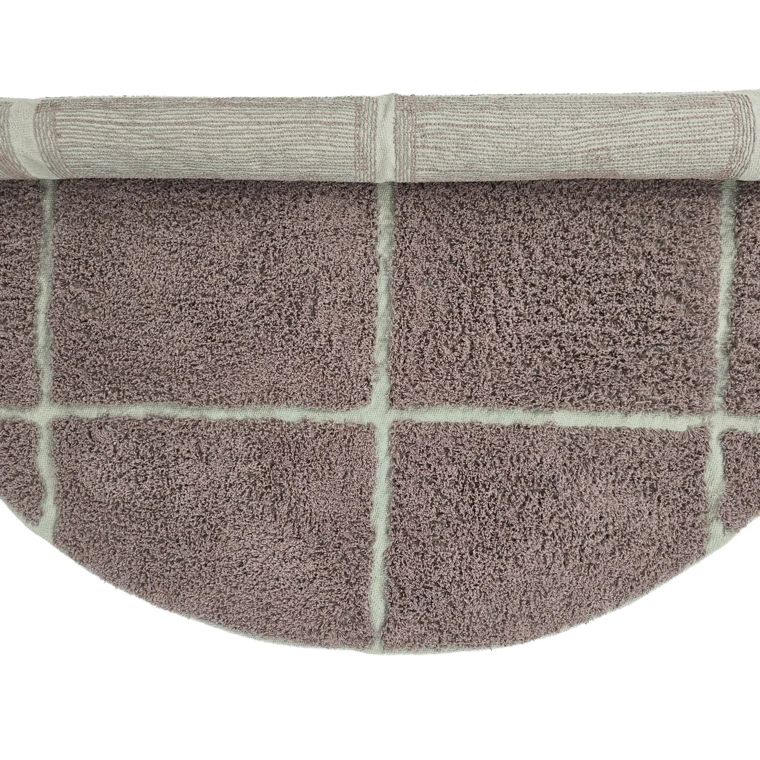 Rund matta - Bellevue Natural Cotton Shaggy (taupe/grön)