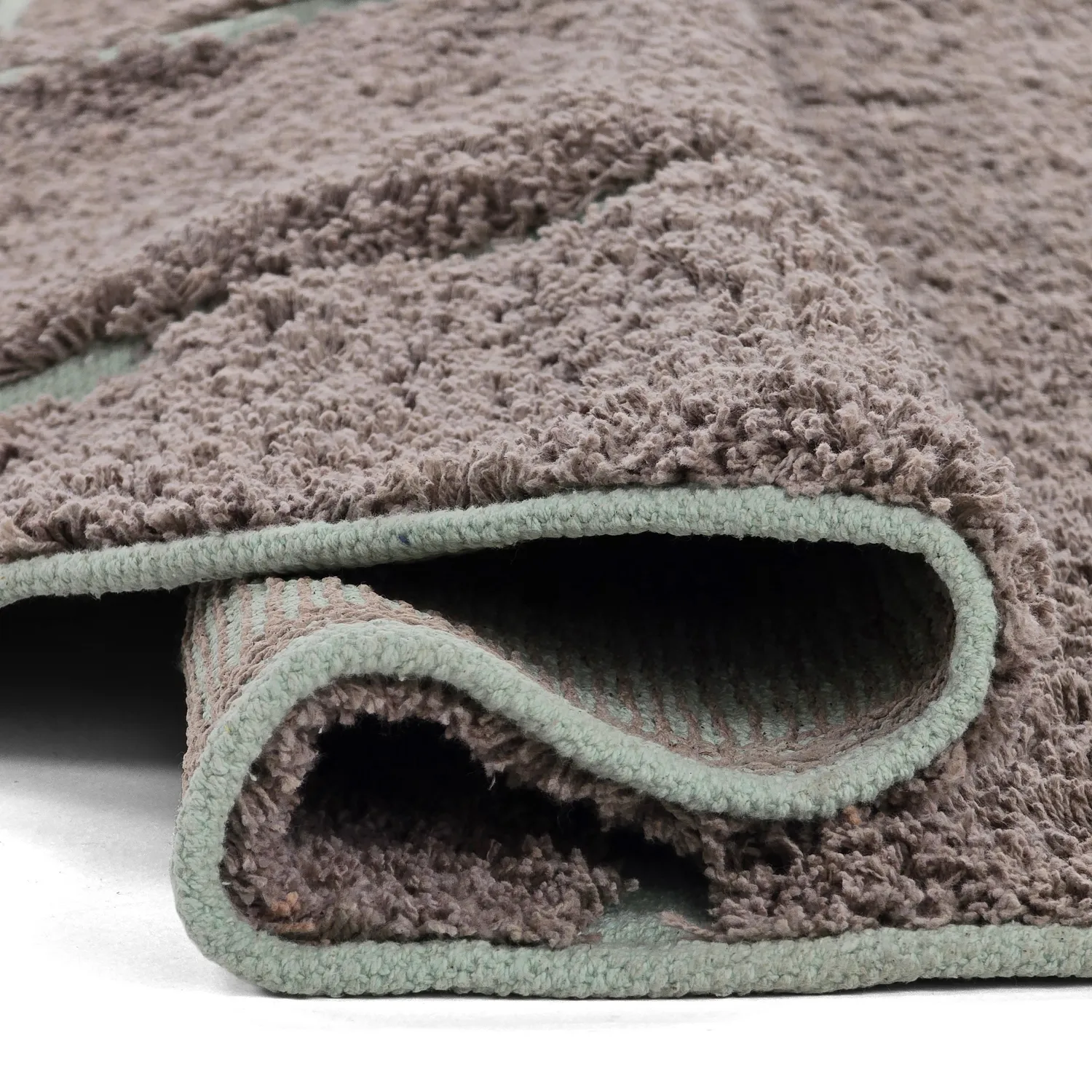 Rund matta - Bellevue Natural Cotton Shaggy (taupe/grön)