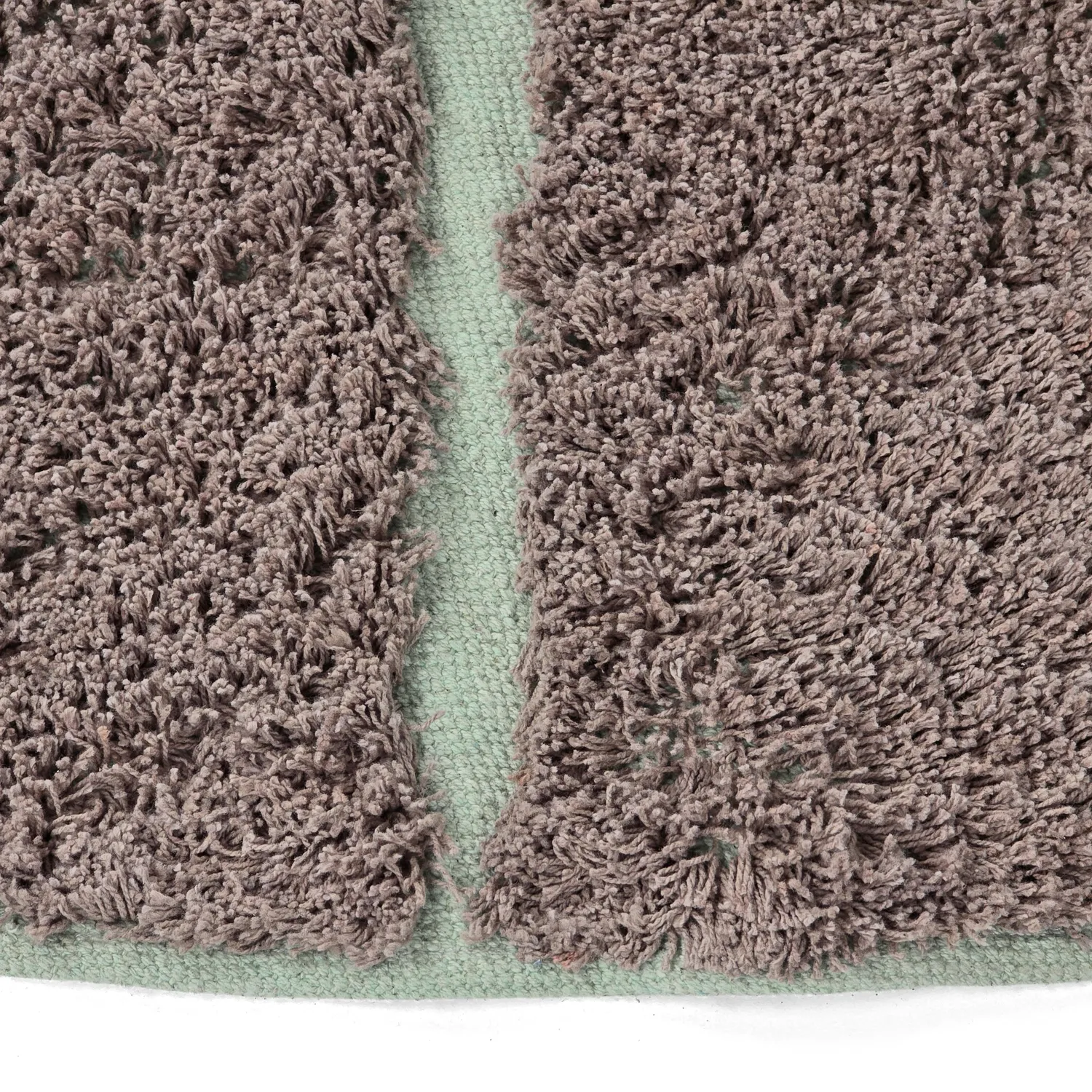 Rund matta - Bellevue Natural Cotton Shaggy (taupe/grön)