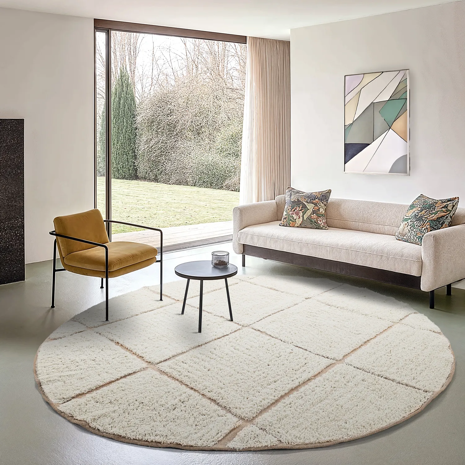 Rund matta - Bellevue Natural Cotton Shaggy (offwhite/beige)