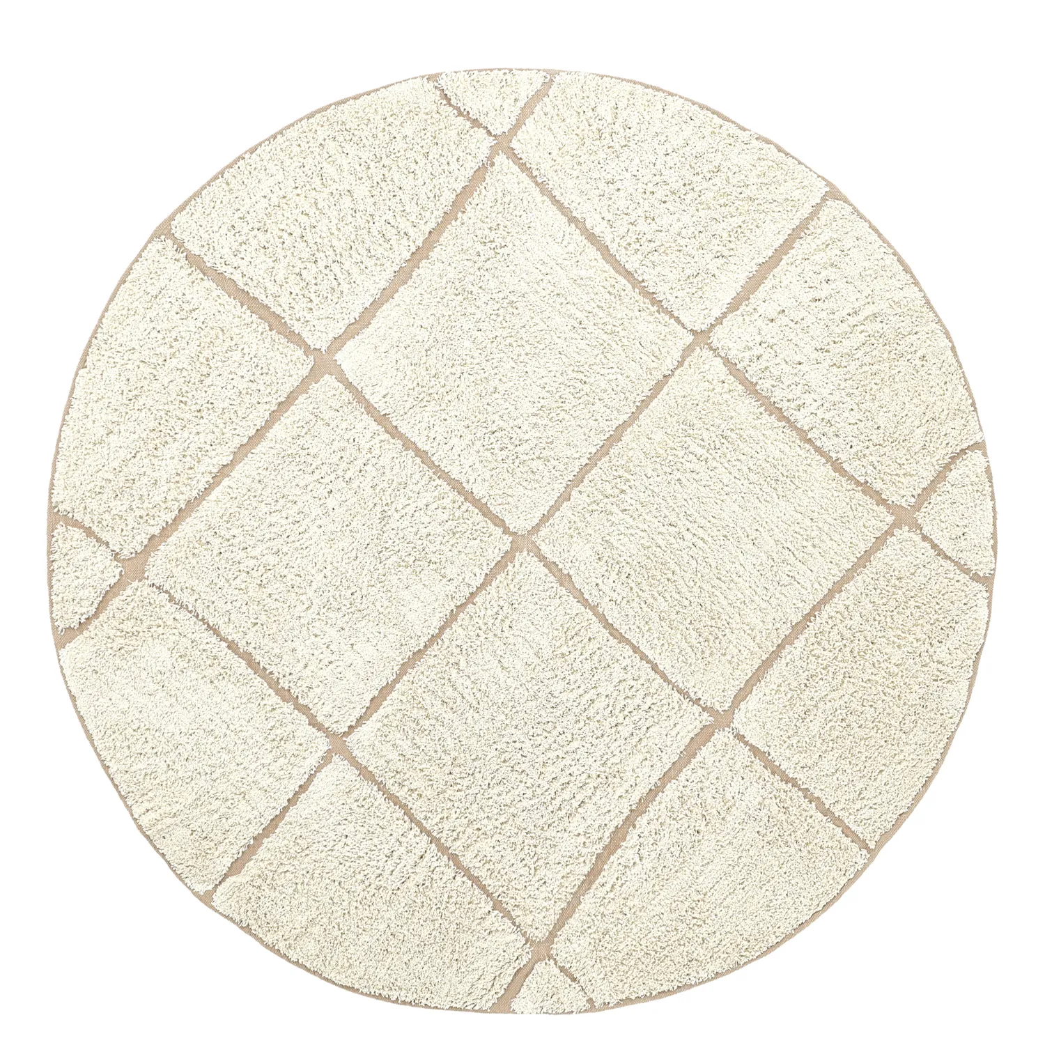 Rund matta - Bellevue Natural Cotton Shaggy (offwhite/beige)