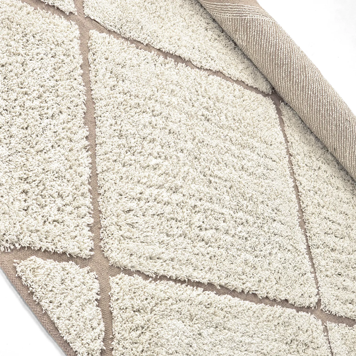Rund matta - Bellevue Natural Cotton Shaggy (offwhite/beige)