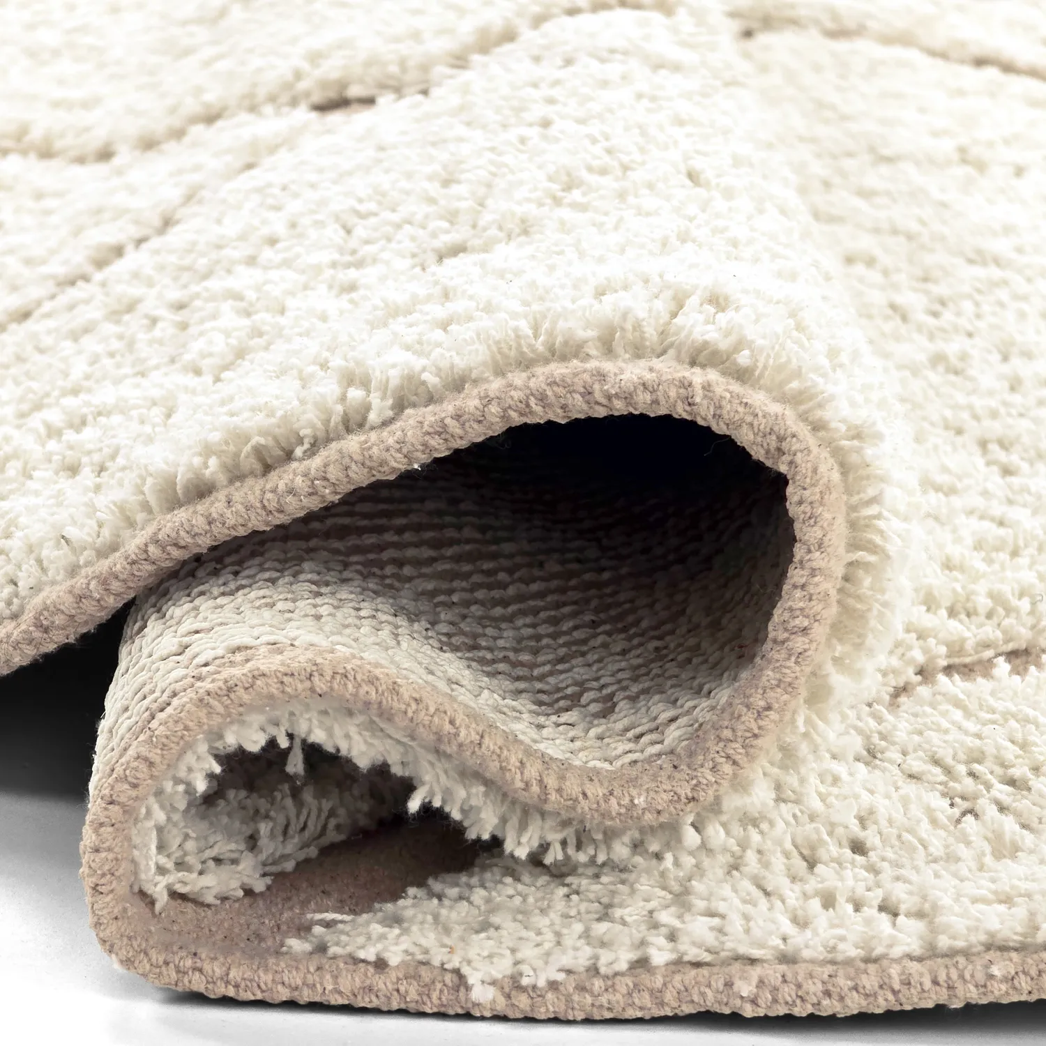 Rund matta - Bellevue Natural Cotton Shaggy (offwhite/beige)
