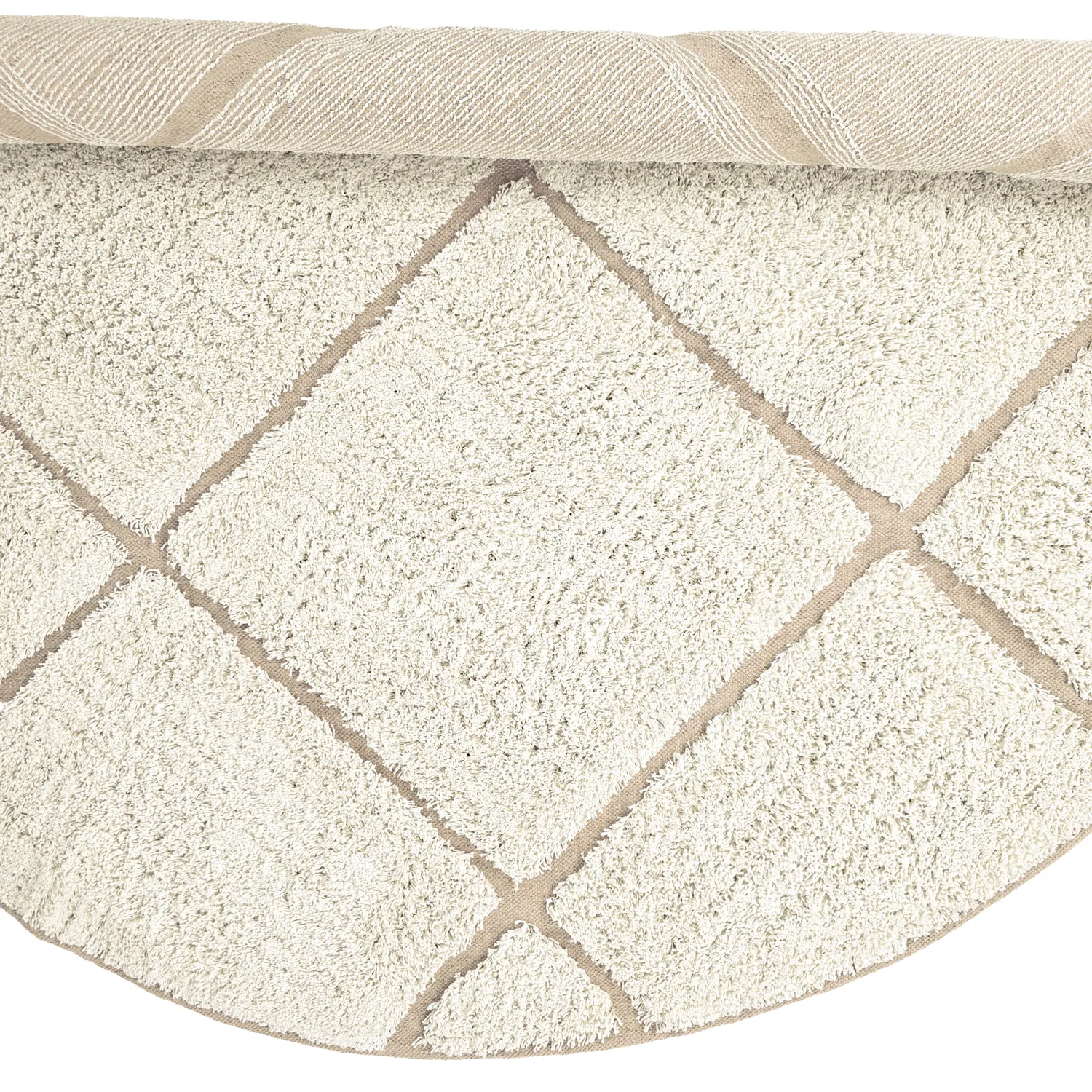 Rund matta - Bellevue Natural Cotton Shaggy (offwhite/beige)