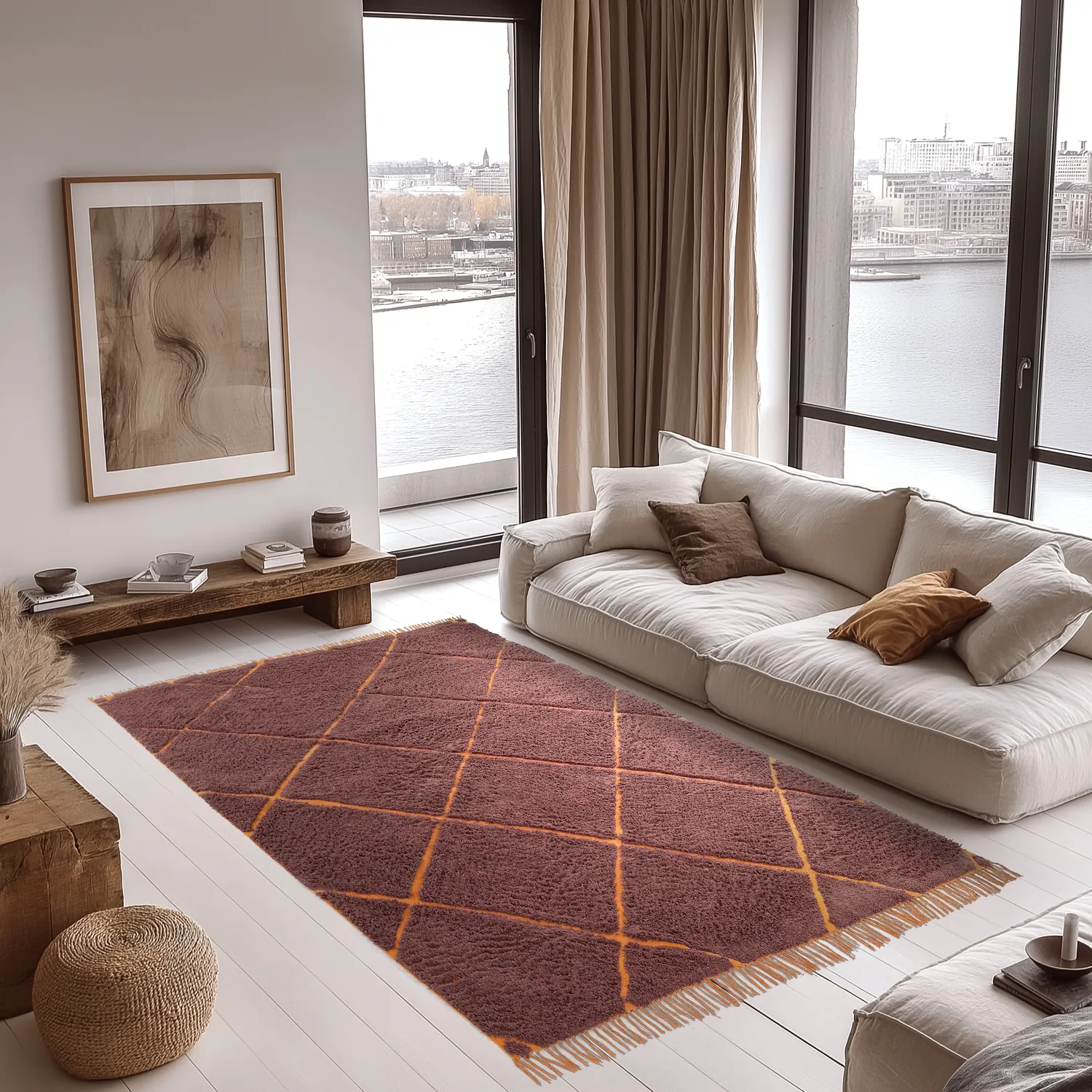 Ryamattor - Bellevue Natural Cotton Shaggy (röd/orange)