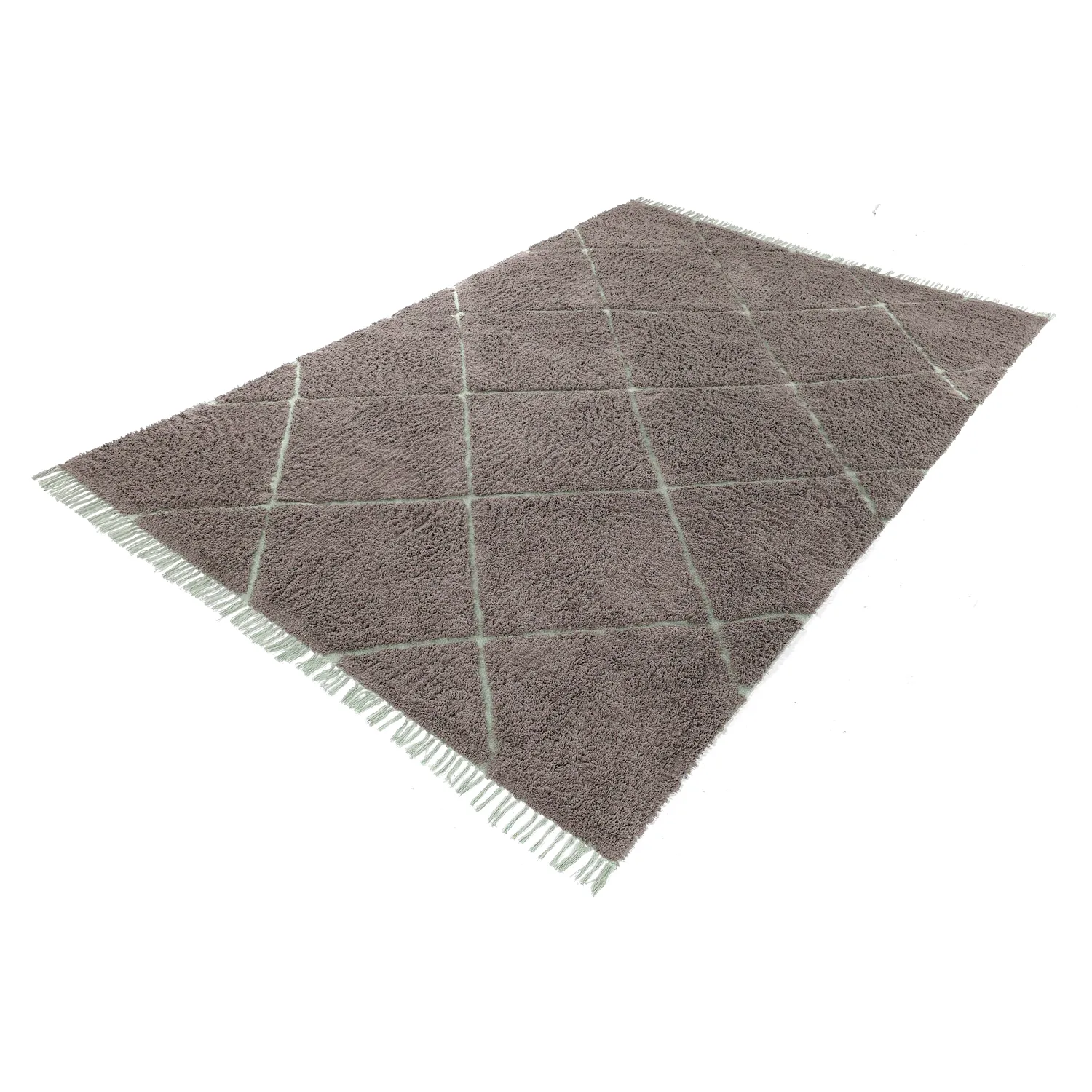Ryamattor - Bellevue Natural Cotton Shaggy (taupe/grön)