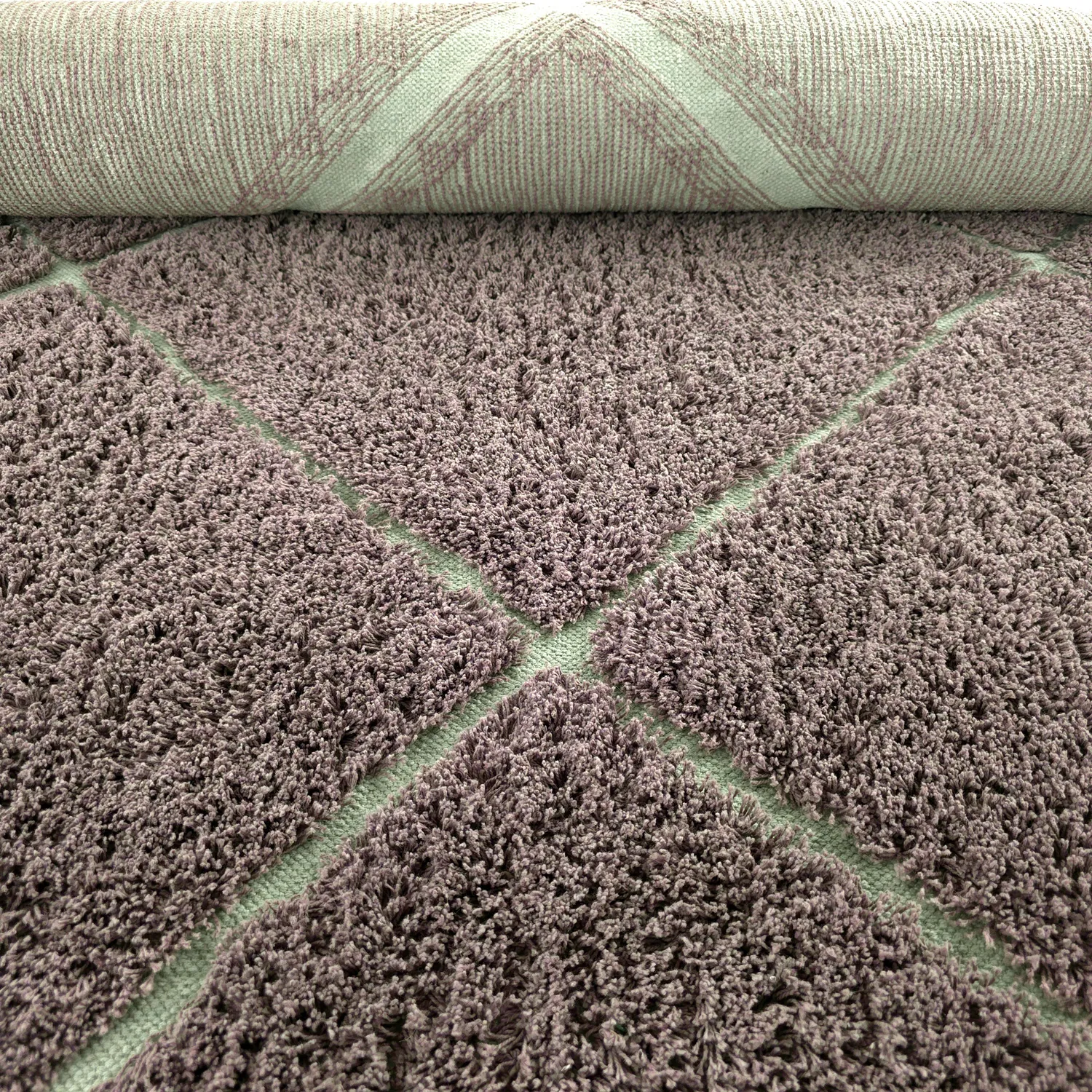 Ryamattor - Bellevue Natural Cotton Shaggy (taupe/grön)