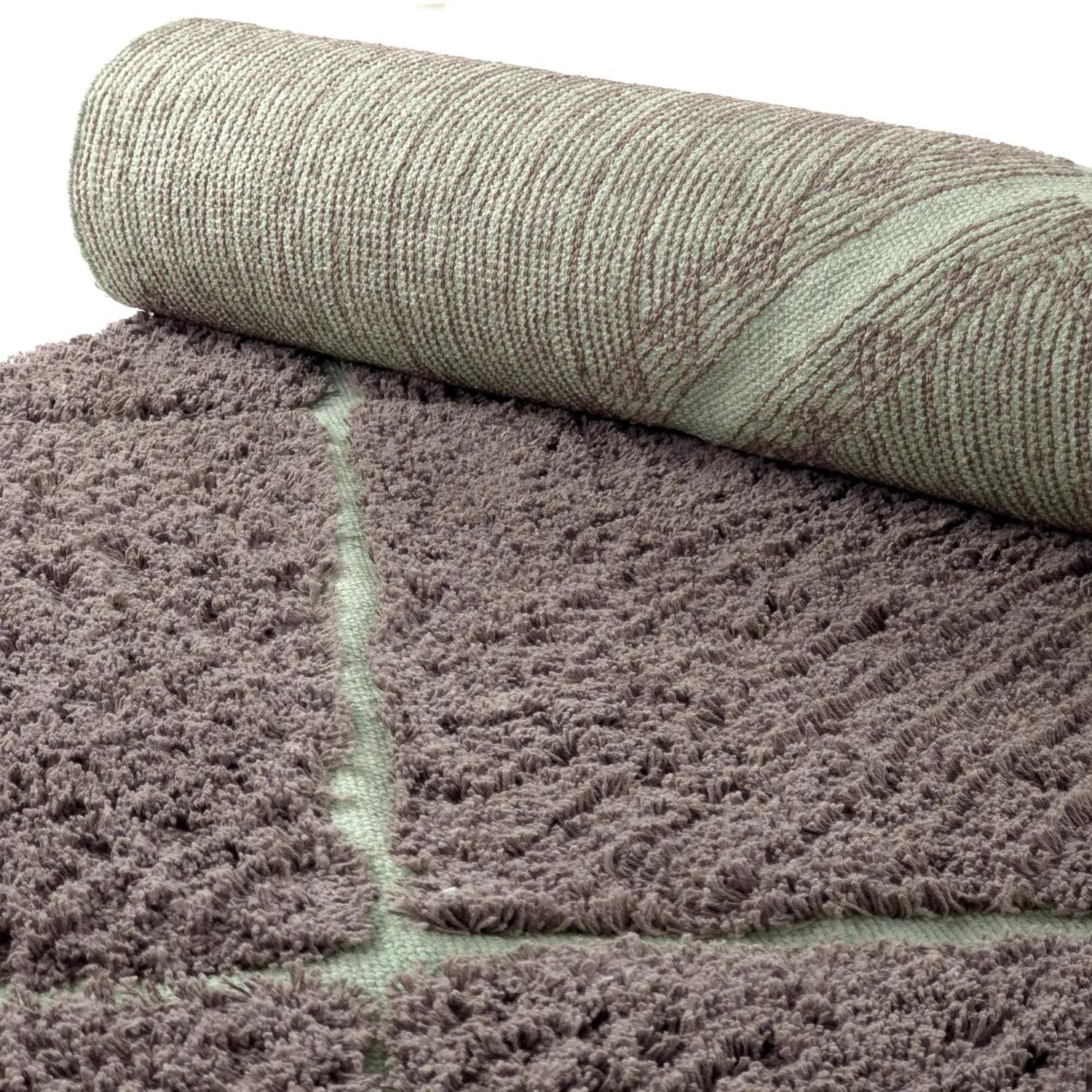 Ryamattor - Bellevue Natural Cotton Shaggy (taupe/grön)