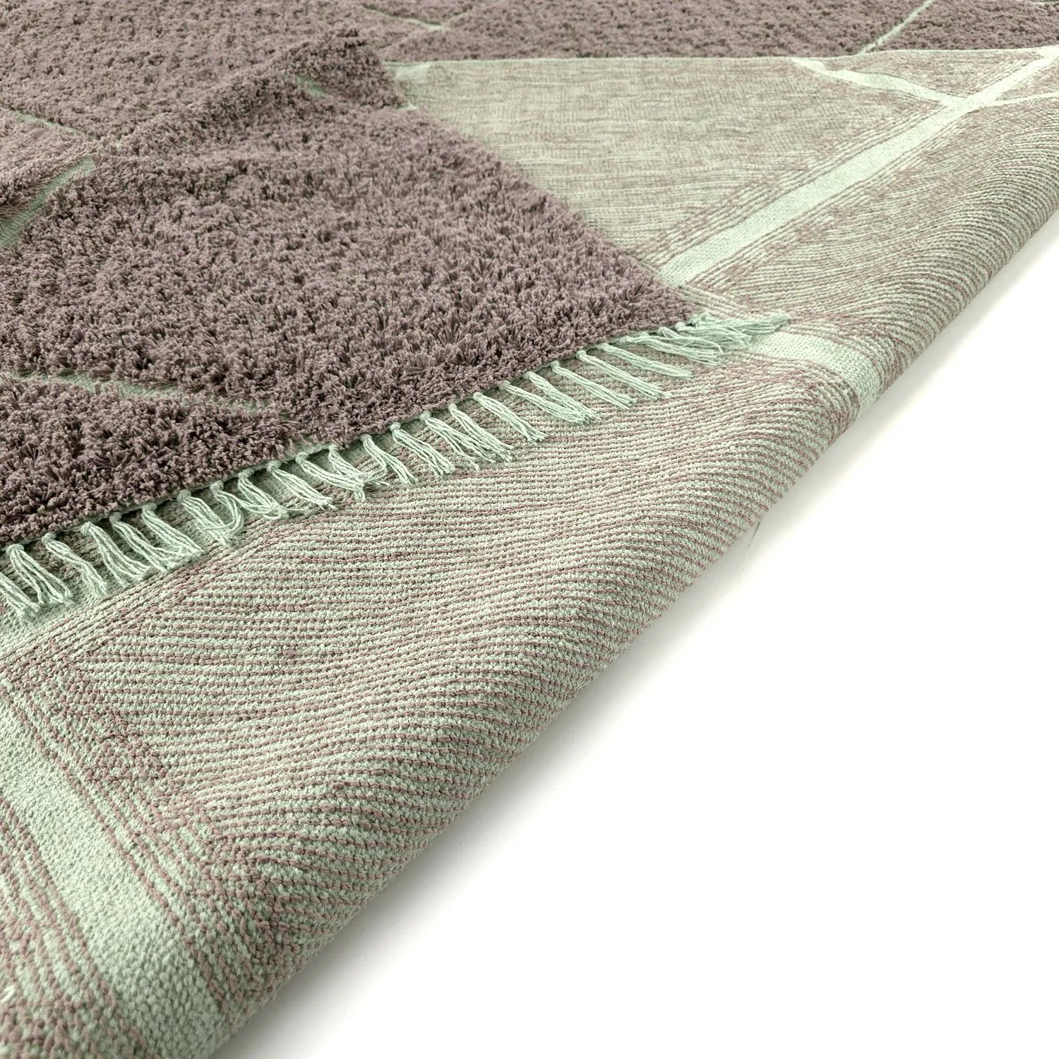 Ryamattor - Bellevue Natural Cotton Shaggy (taupe/grön)