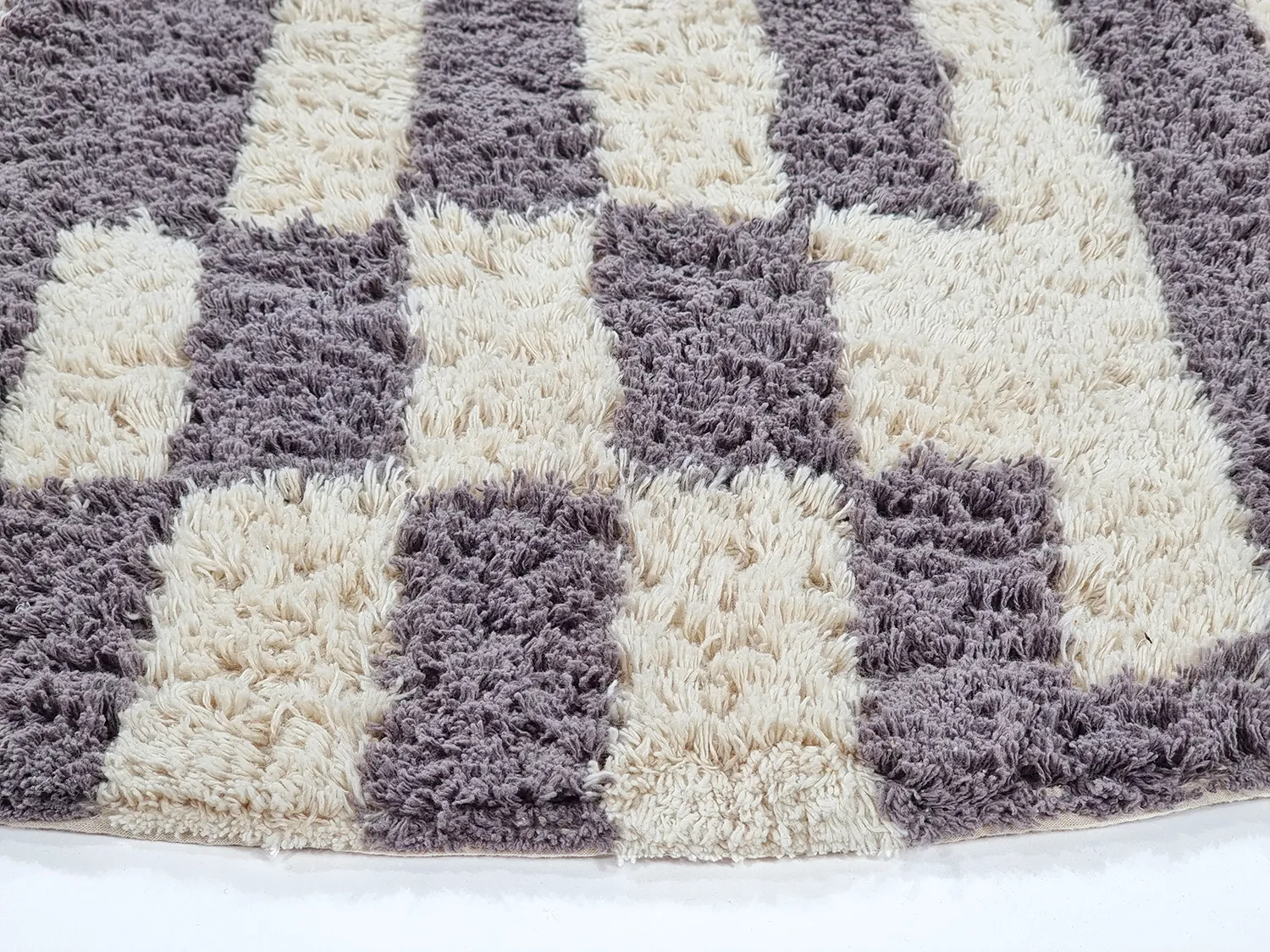 Rund matta - Bergamo Natural Cotton Shaggy (grå/vit)