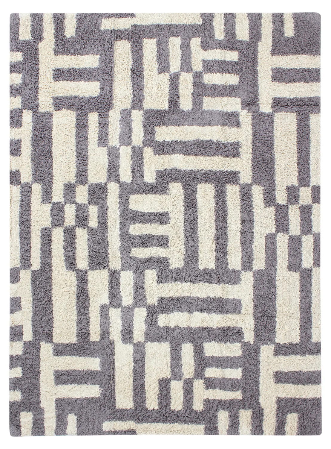 Ryamattor - Bergamo Natural Cotton Shaggy (grå/vit)
