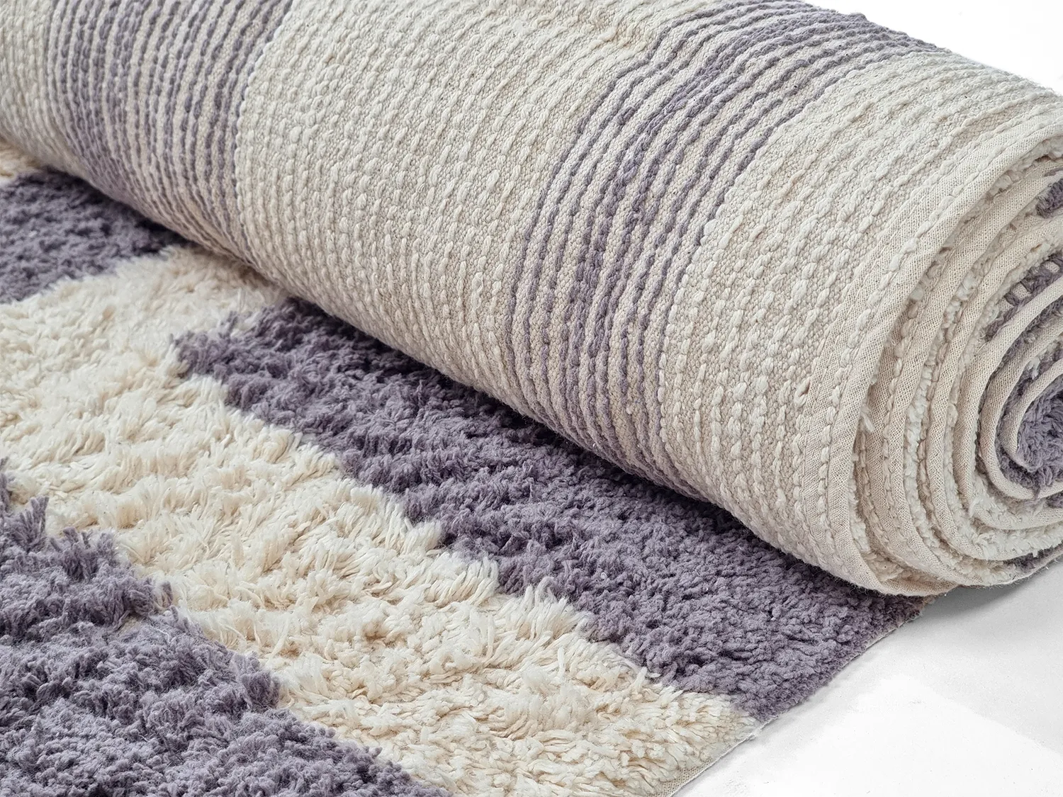 Ryamattor - Bergamo Natural Cotton Shaggy (grå/vit)