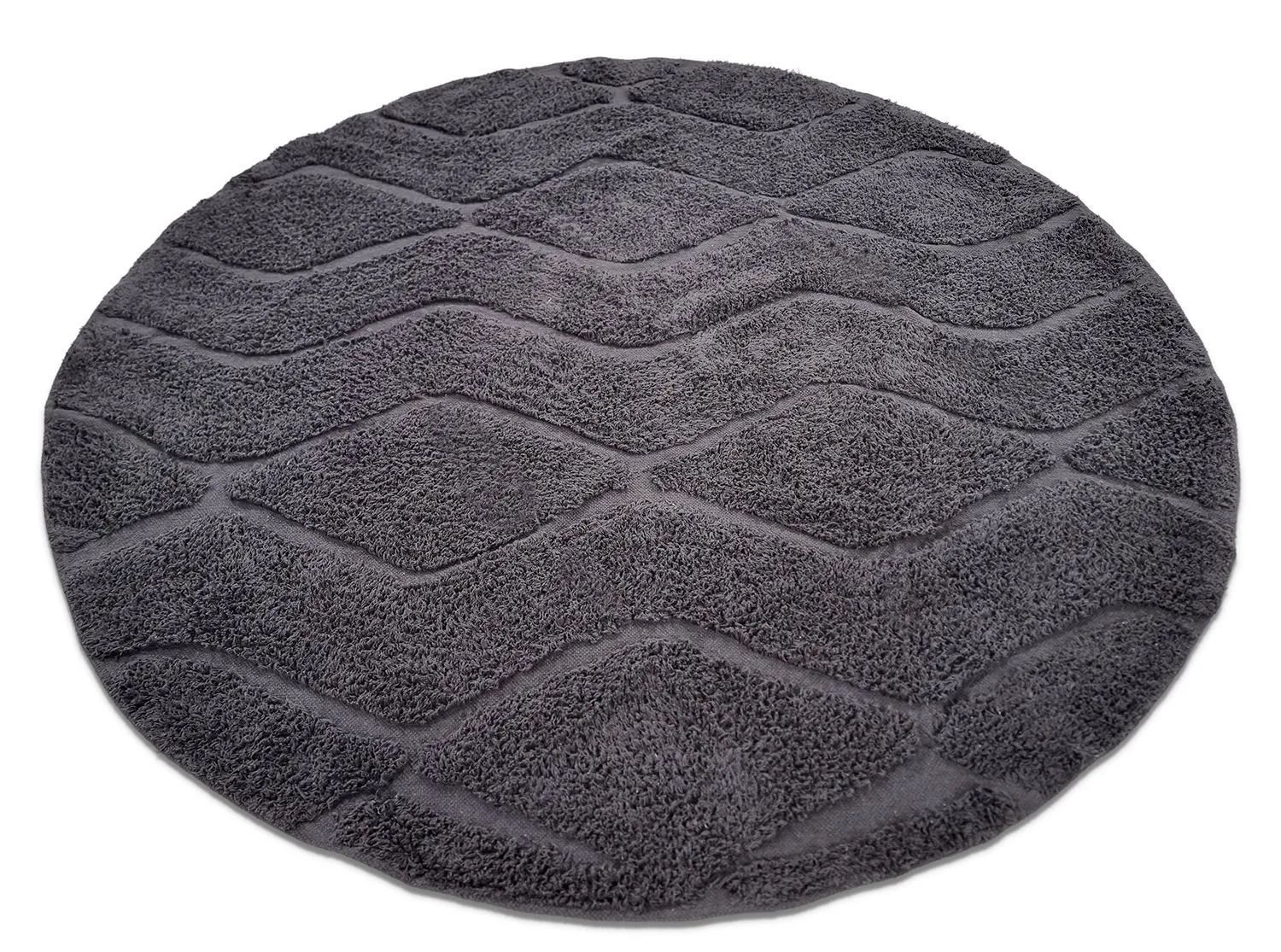 Rund matta - Brynn Natural Cotton Shaggy (svart)