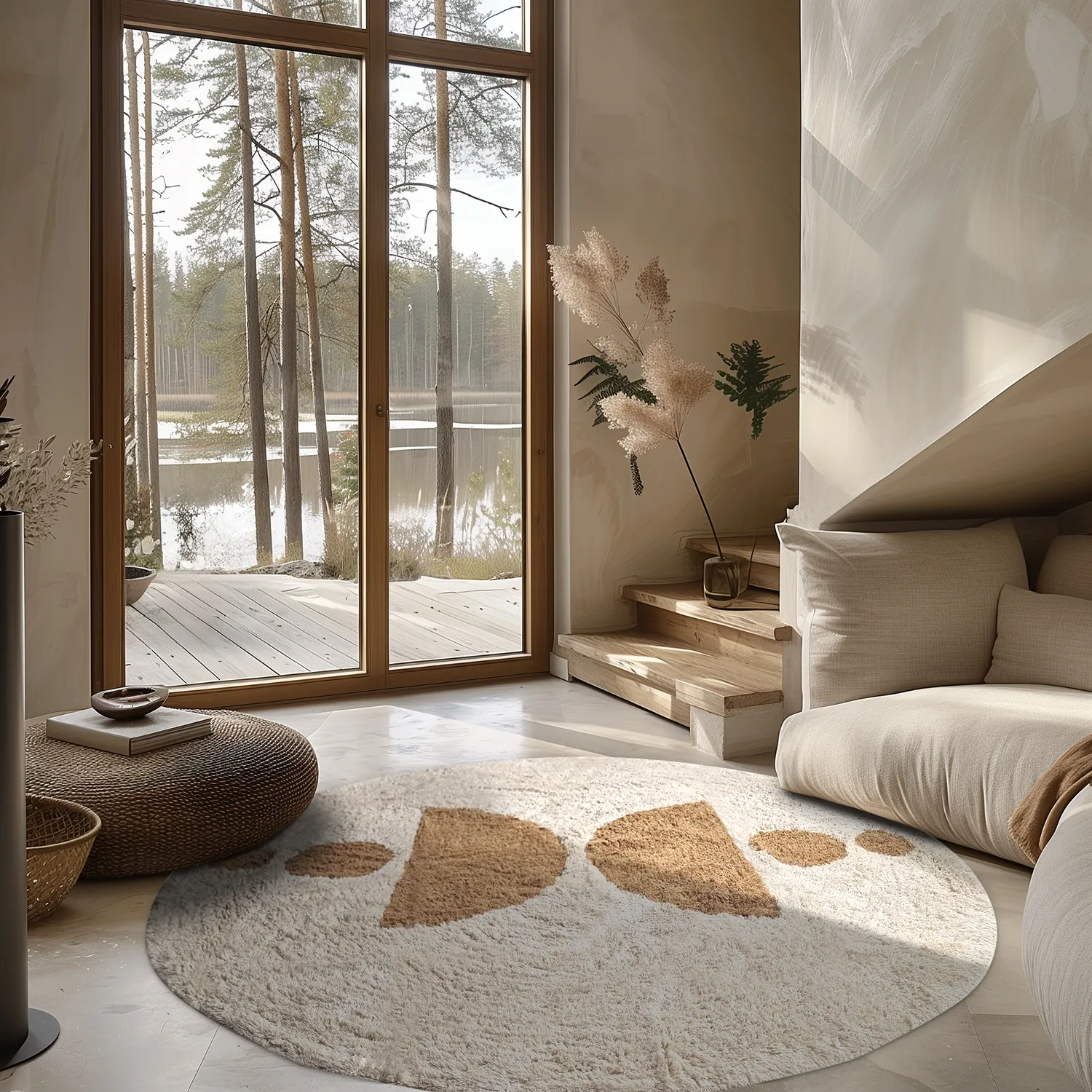 Rund matta - Cervia Natural Cotton Shaggy (beige)